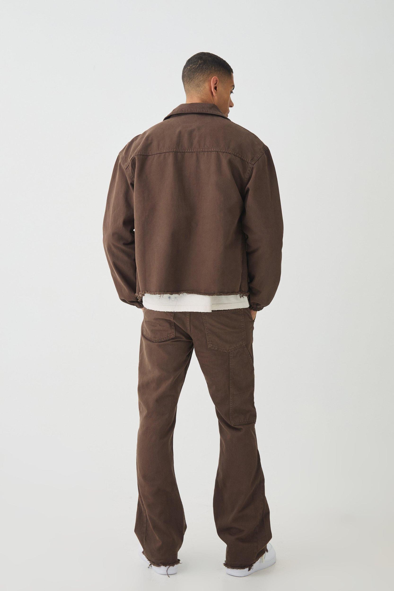 Oversized Carpenter Paint Splatter Shirt Jacket | boohooMAN USA Product Image