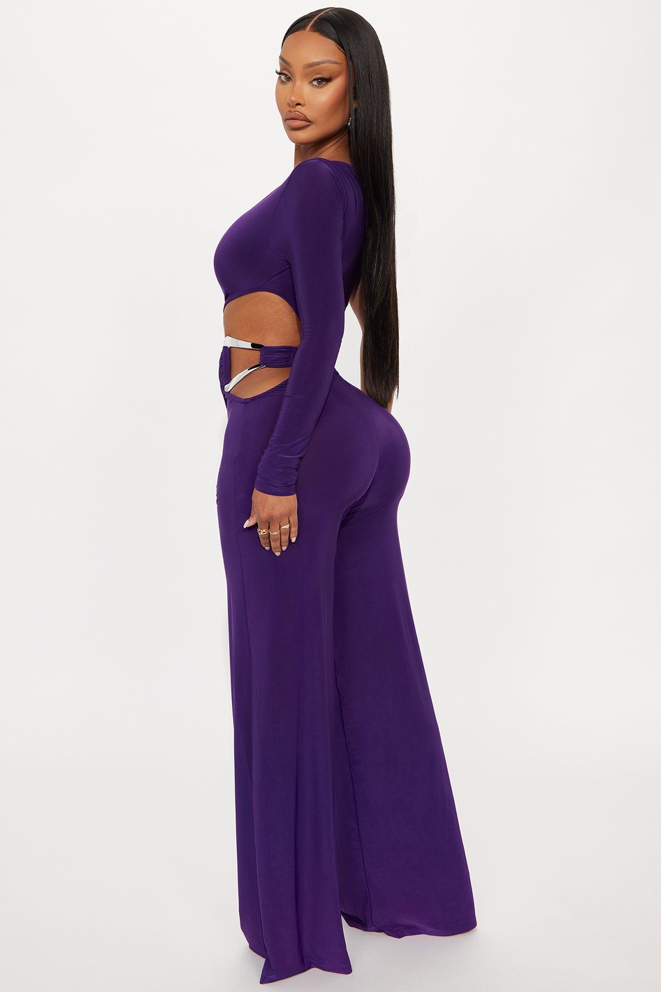 Call Me Yours Wide Leg Jumpsuit - Eggplant Female Product Image