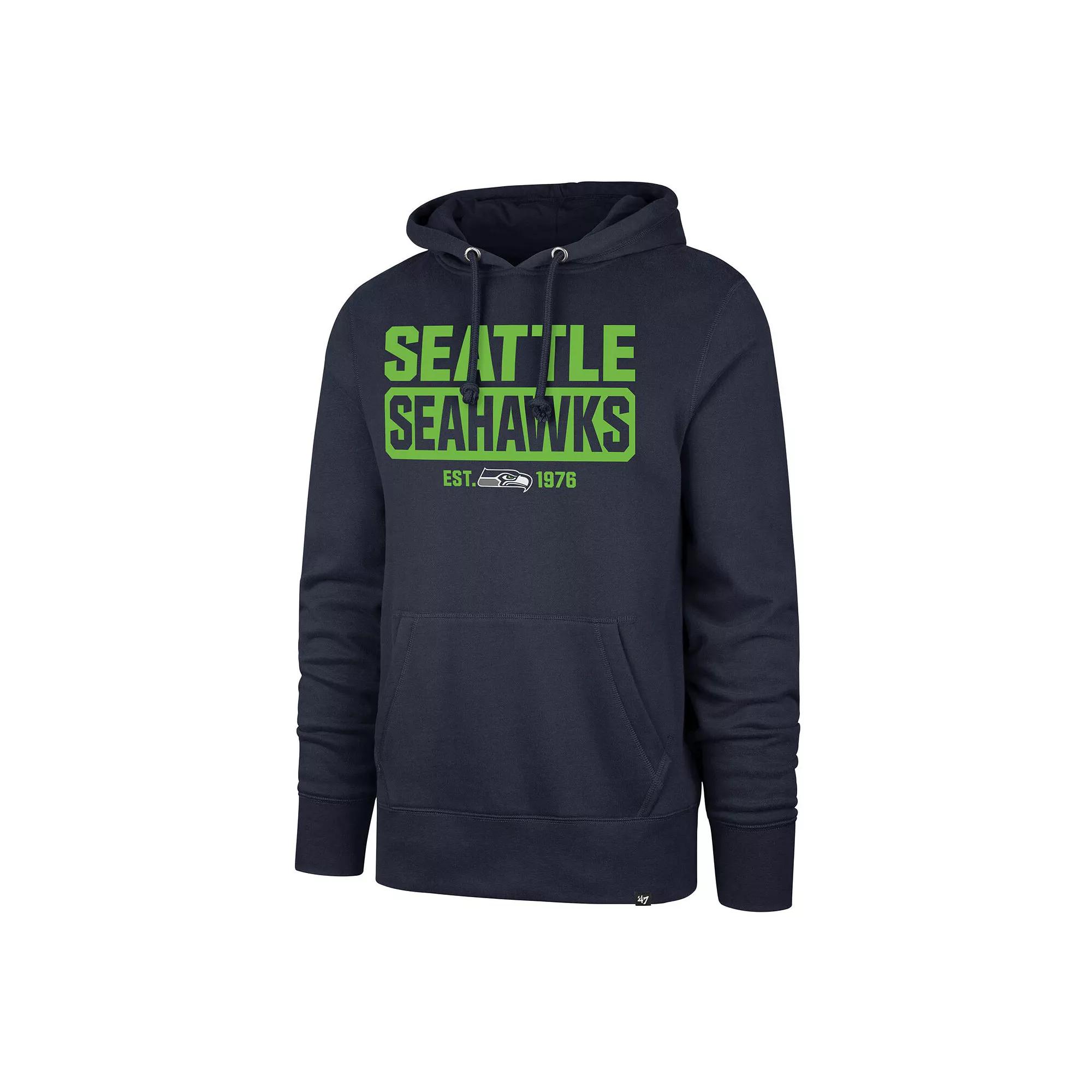 Men's '47 College Navy Seattle Seahawks Box Out Headline Pullover Hoodie,  Product Image