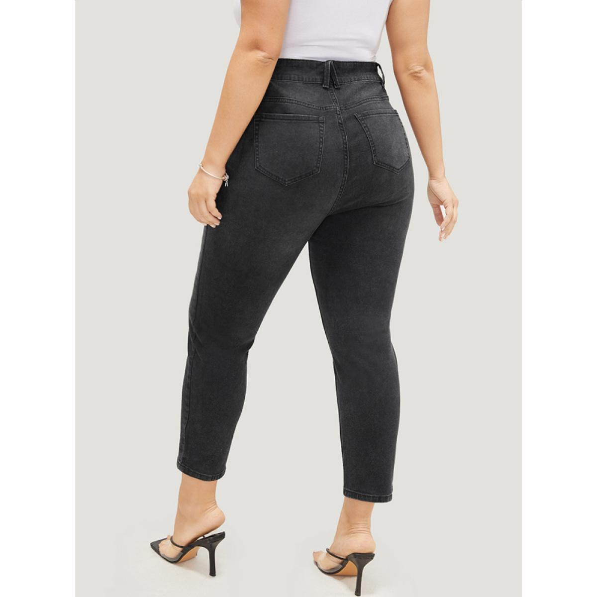 Plus Size Skinny Very Stretchy High Rise Black Wash Jeans Women Black Casual Plain High stretch Pocket Jeans BloomChic 16/1X Product Image