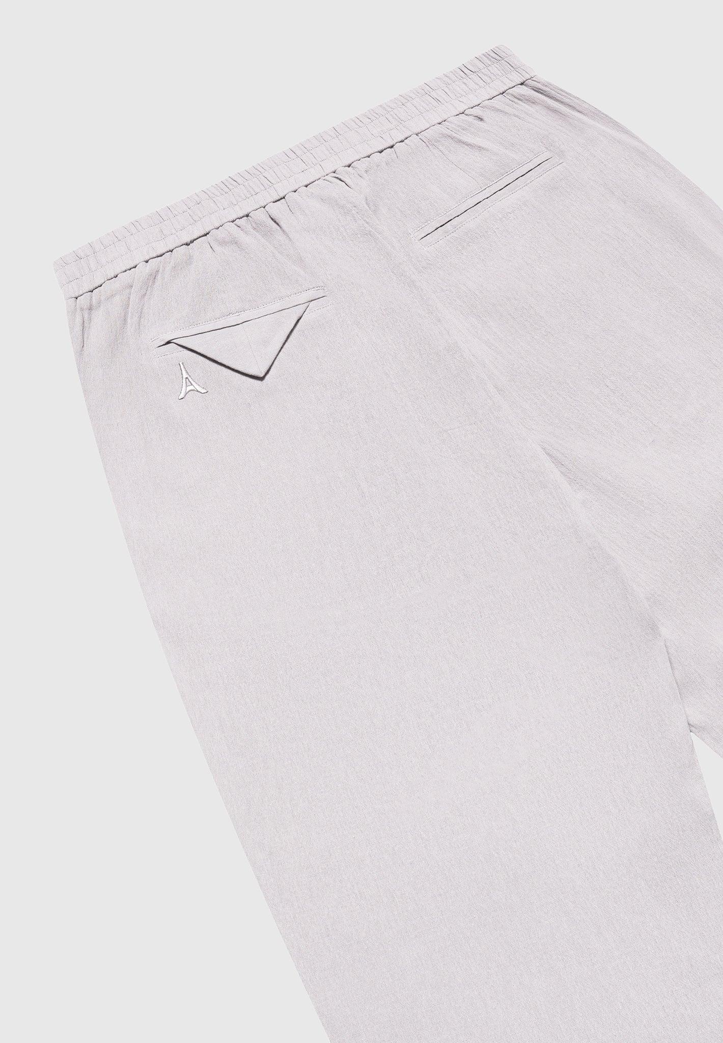 Crinkled Linen Trousers - Grey Male Product Image