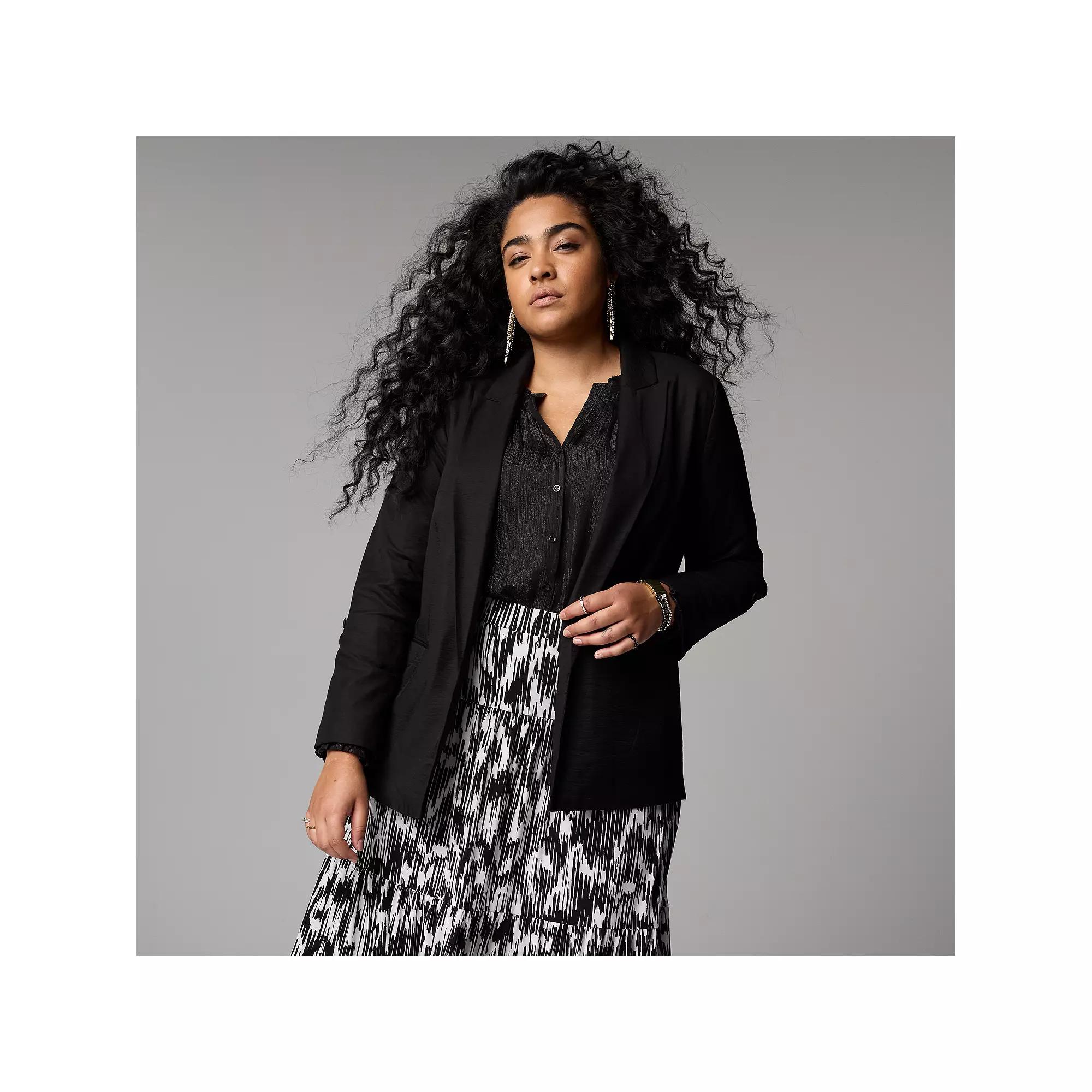 Plus Size Simply Vera Vera Wang Roll Tab Relaxed Blazer, Women's, Size: 2XL, Black Product Image