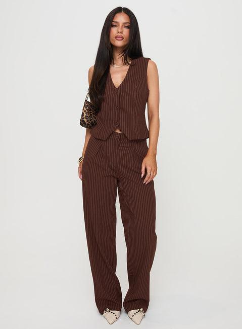 That Sweet Set Brown Pinstripe Product Image