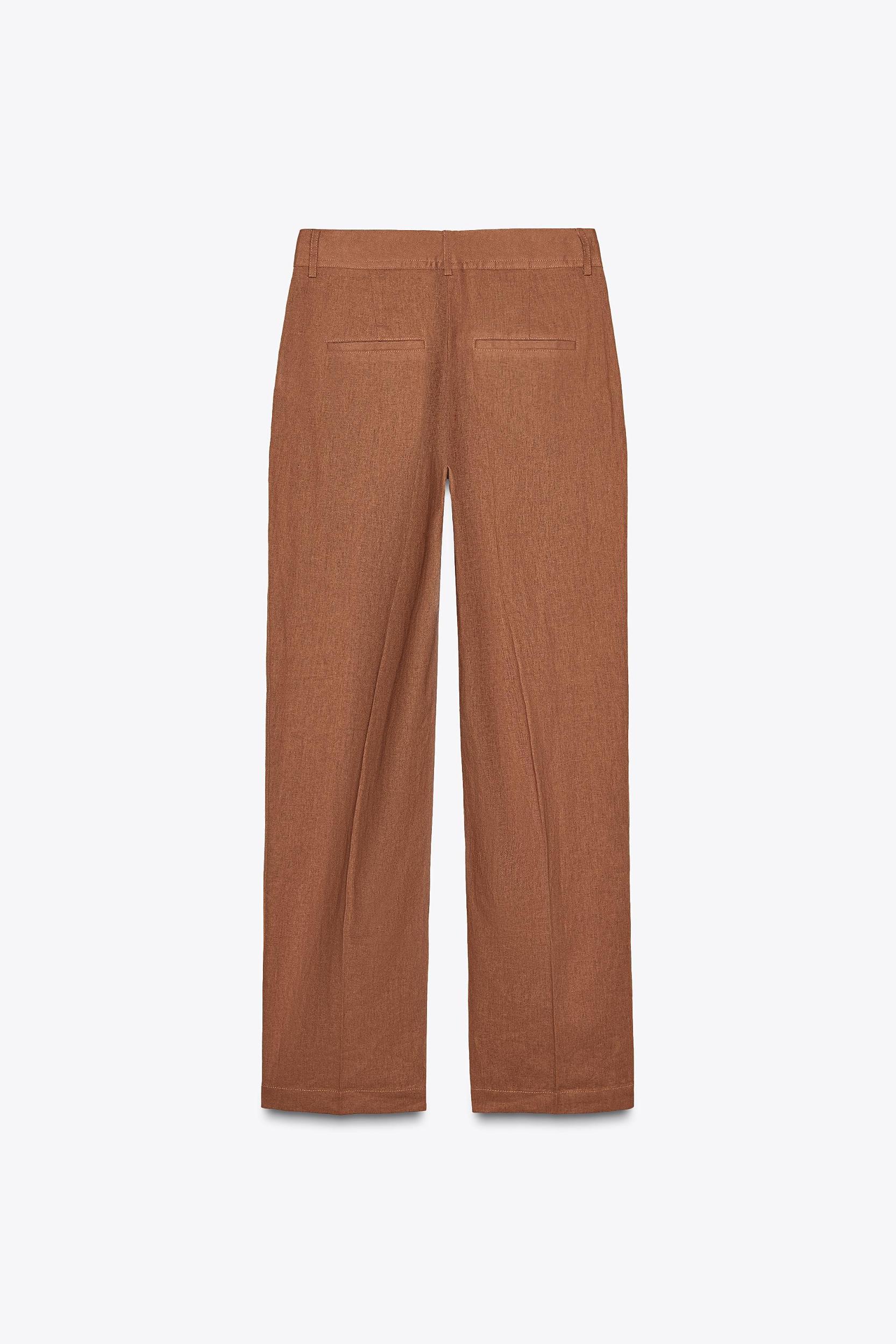 LINEN BLEND STRAIGHT PANTS Product Image