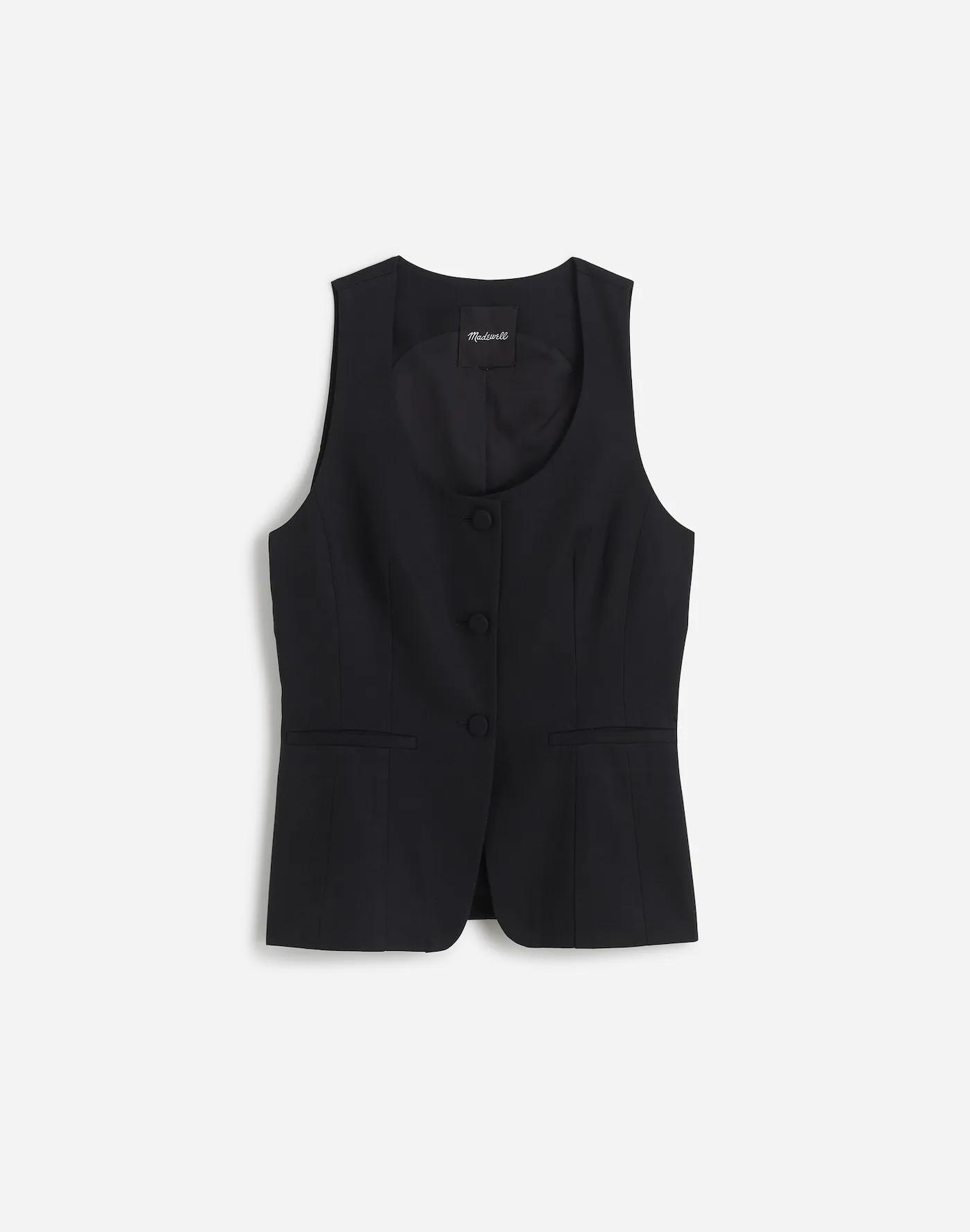 Scoopneck Cutaway Vest in Drapey Twill Product Image