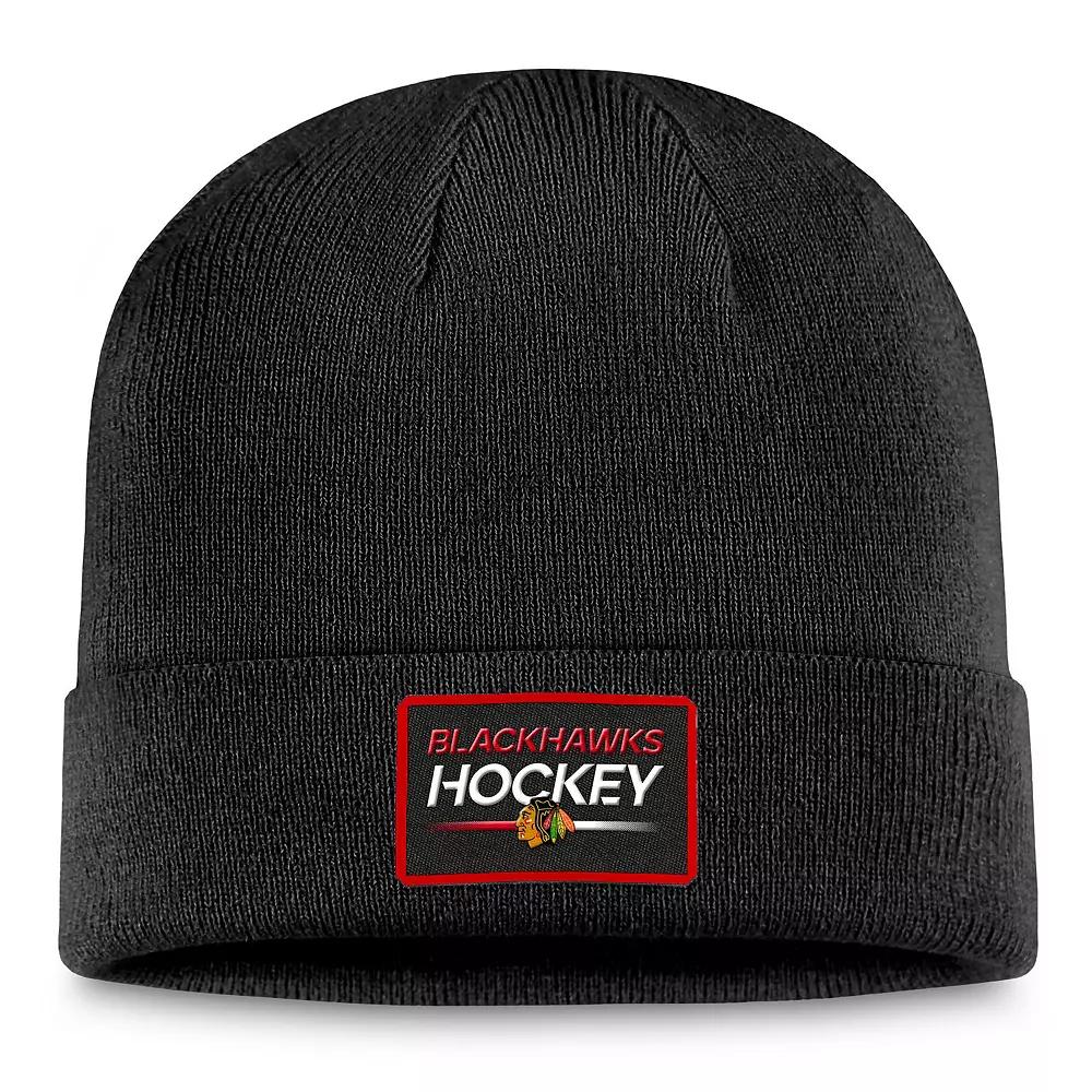 Men's Fanatics Branded  Black Chicago Blackhawks Authentic Pro Cuffed Knit Hat Product Image