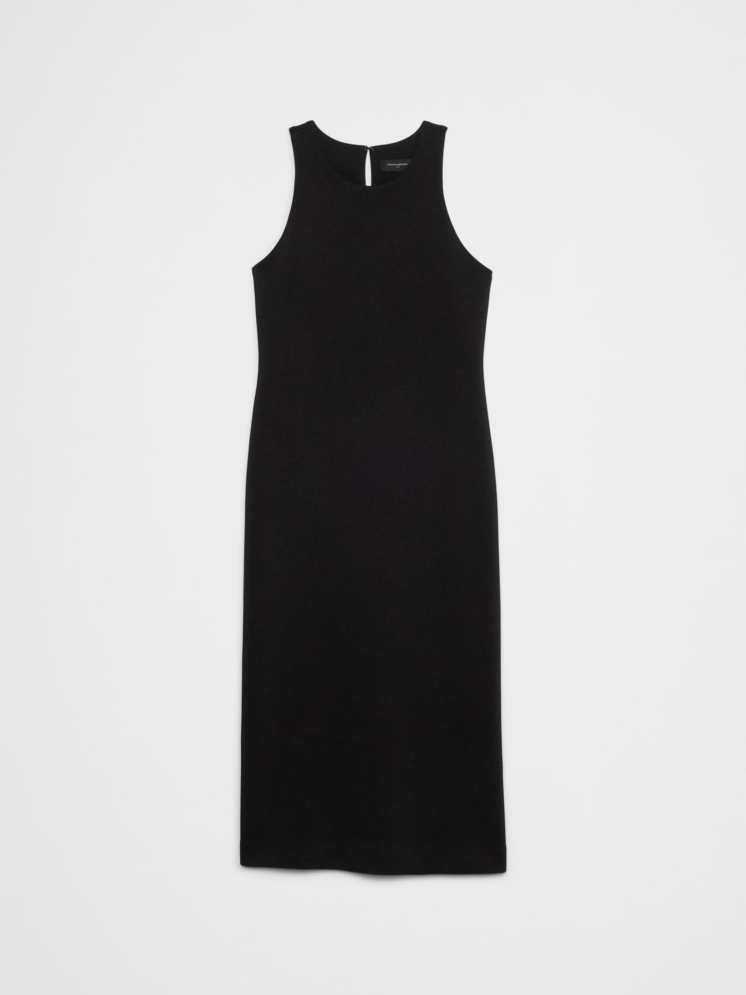 Racer-Neck Knit Midi Dress Product Image