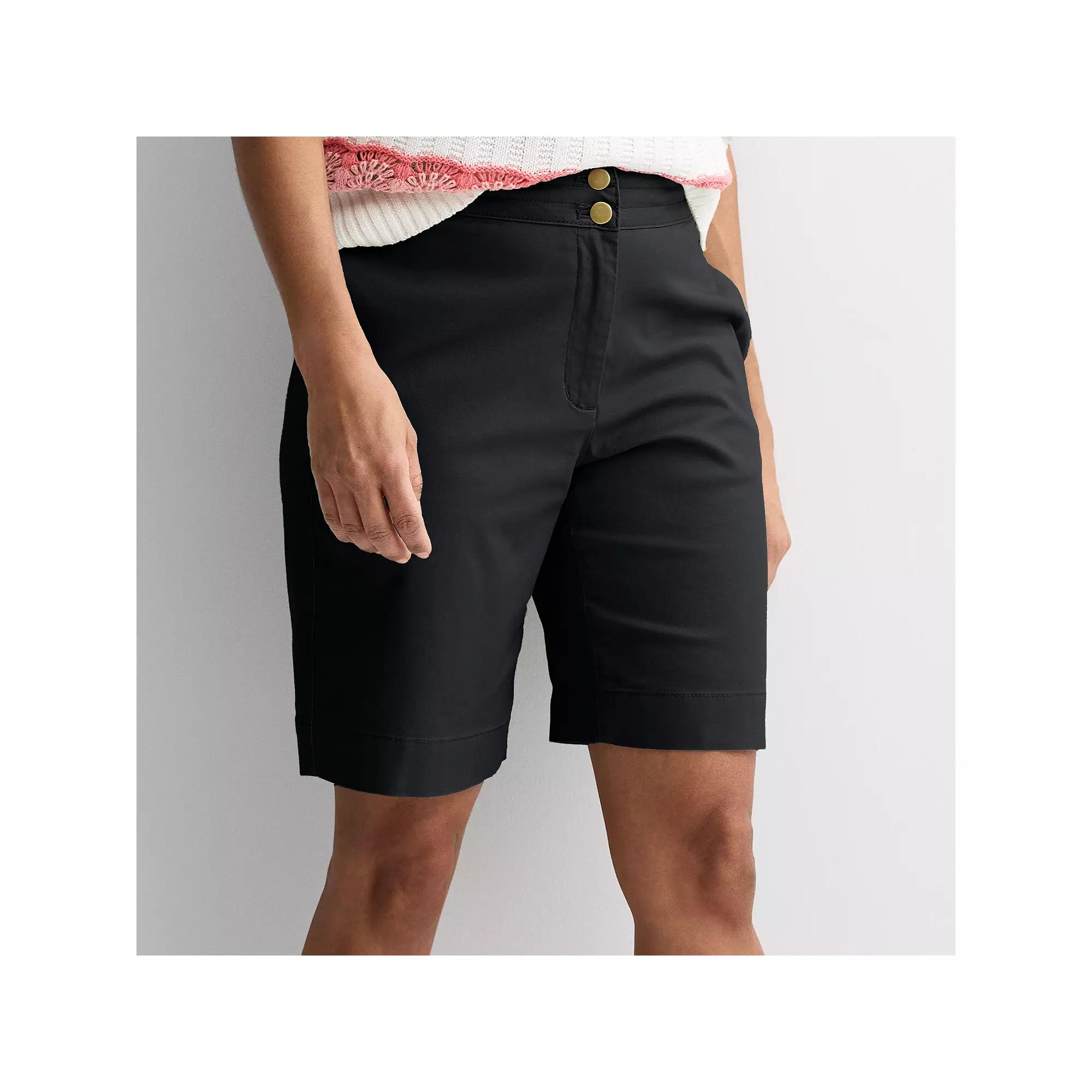 Women's Croft & Barrow® Chino Bermuda Shorts, Size: 14, Mineral Black Product Image