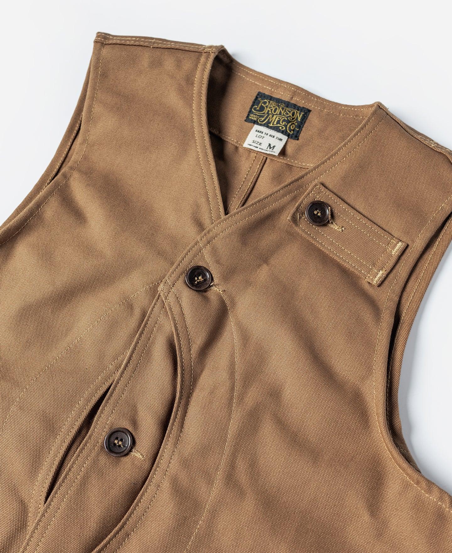 1930s Heavyweight Canvas Game Pocket Hunting Vest - Khaki Product Image