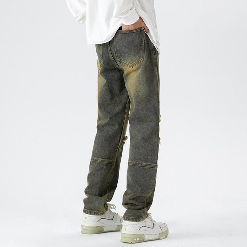 Men's Retro Street Trendy Ripped Patch Jeans Product Image