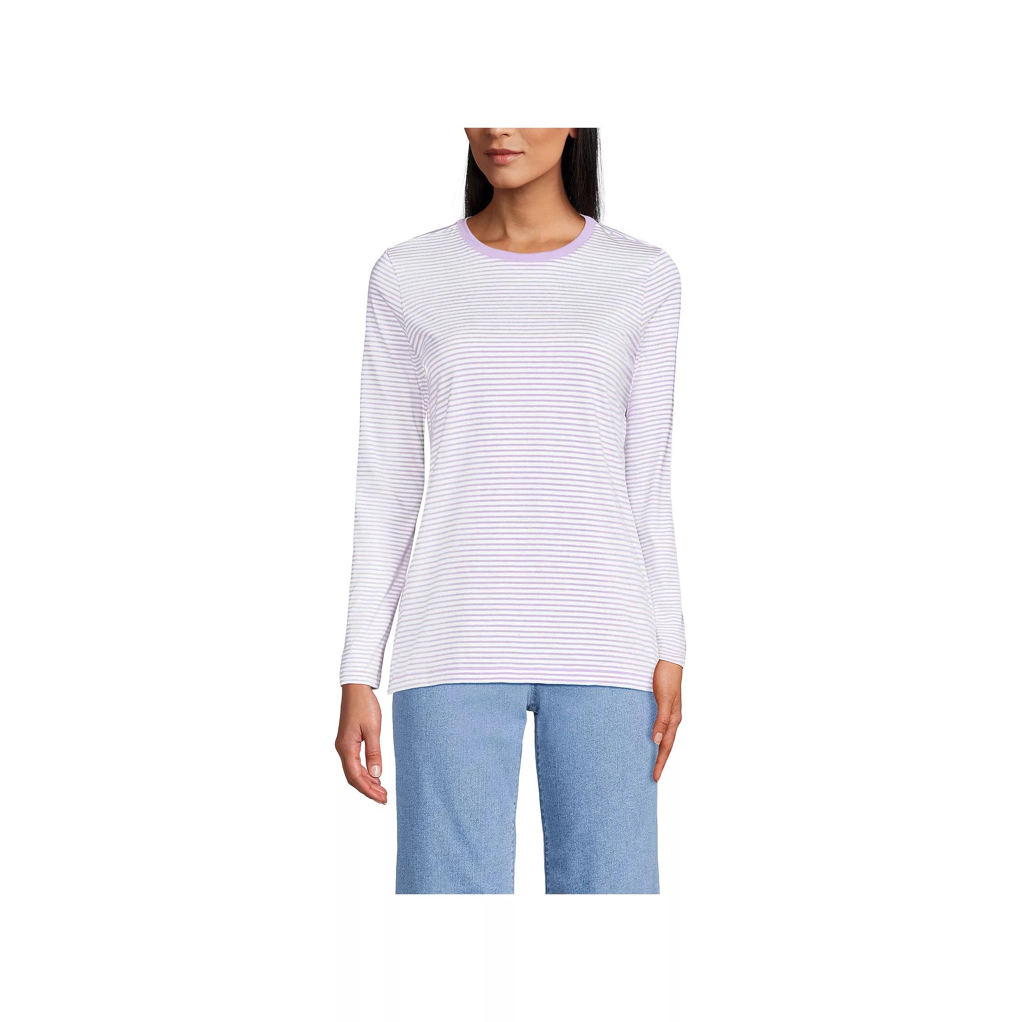 Petite Lands' End Relaxed-Fit Supima Long Sleeve Cotton Crewneck Tee, Women's,  Product Image
