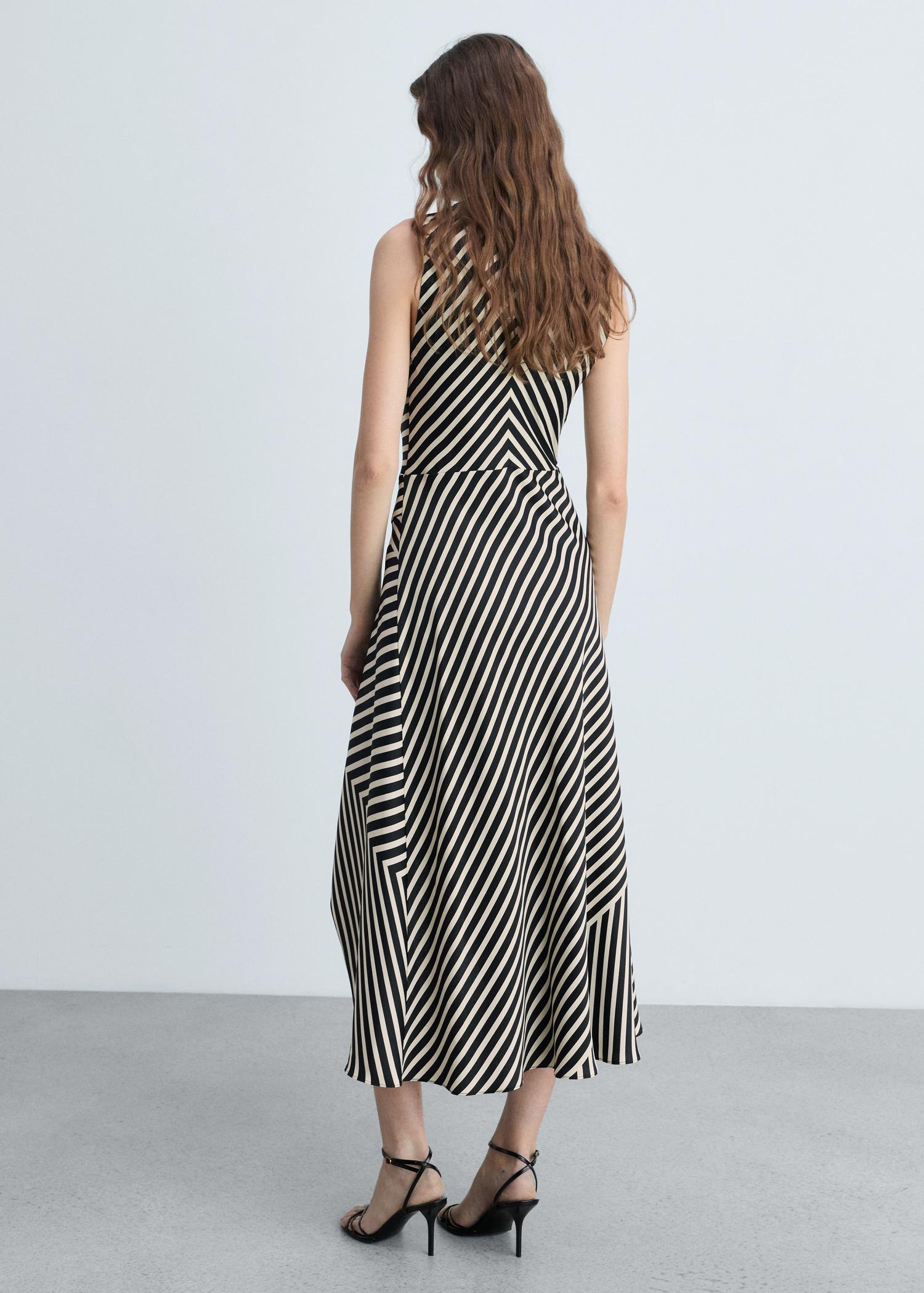 Asymmetrical stripe-print dress - Women | MANGO USA Product Image