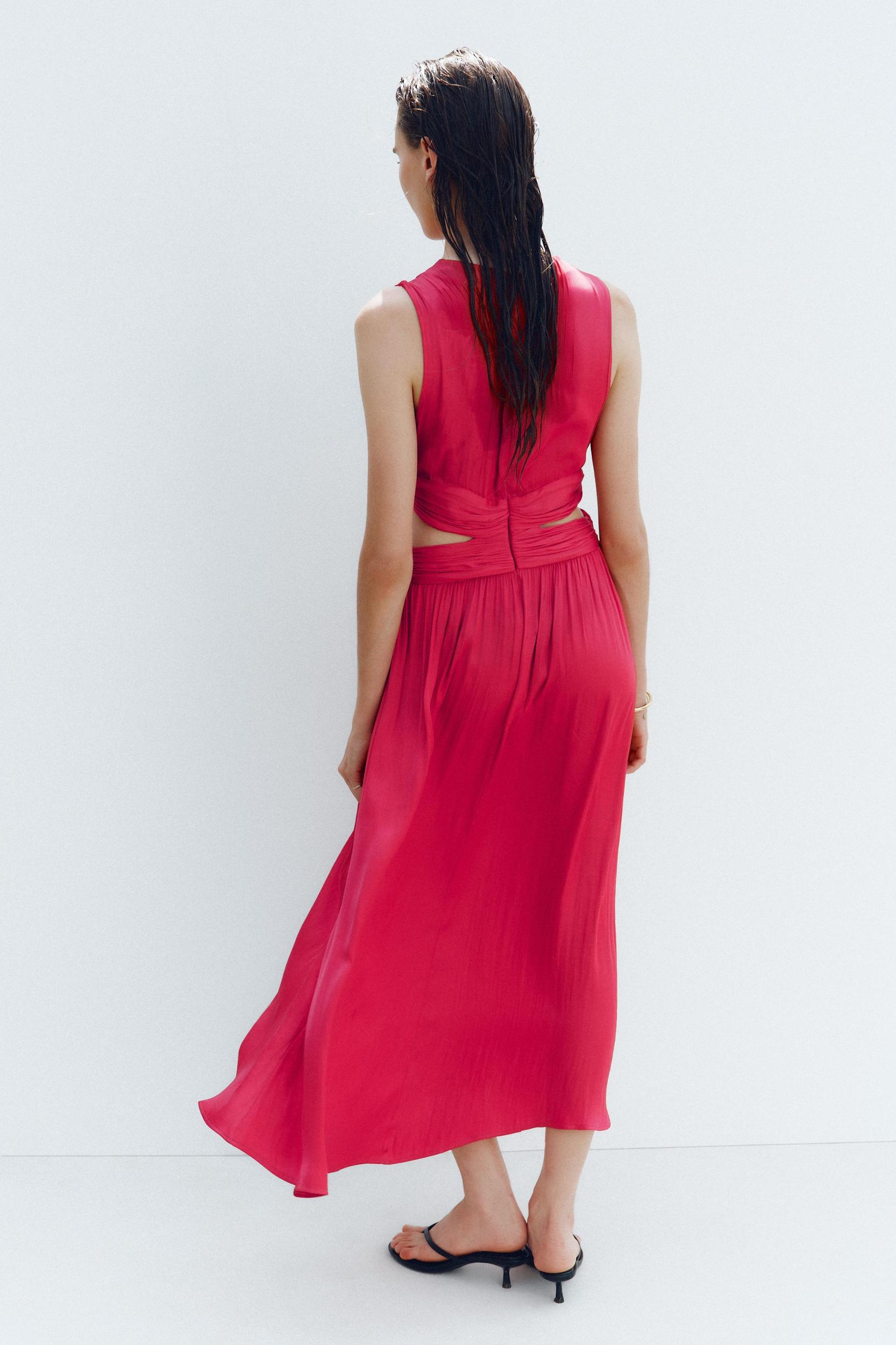 SATIN EFFECT CUT OUT MIDI DRESS Product Image