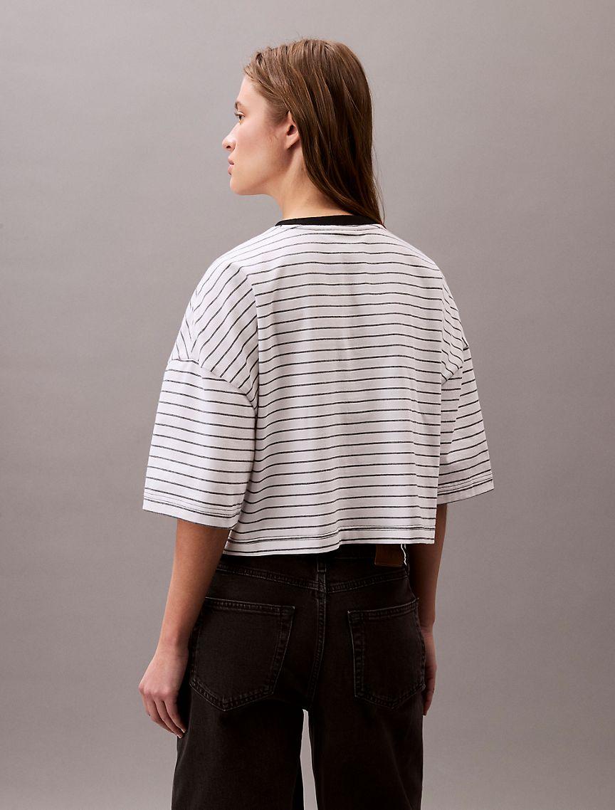 Stripe Cropped Boxy T-Shirt  Product Image