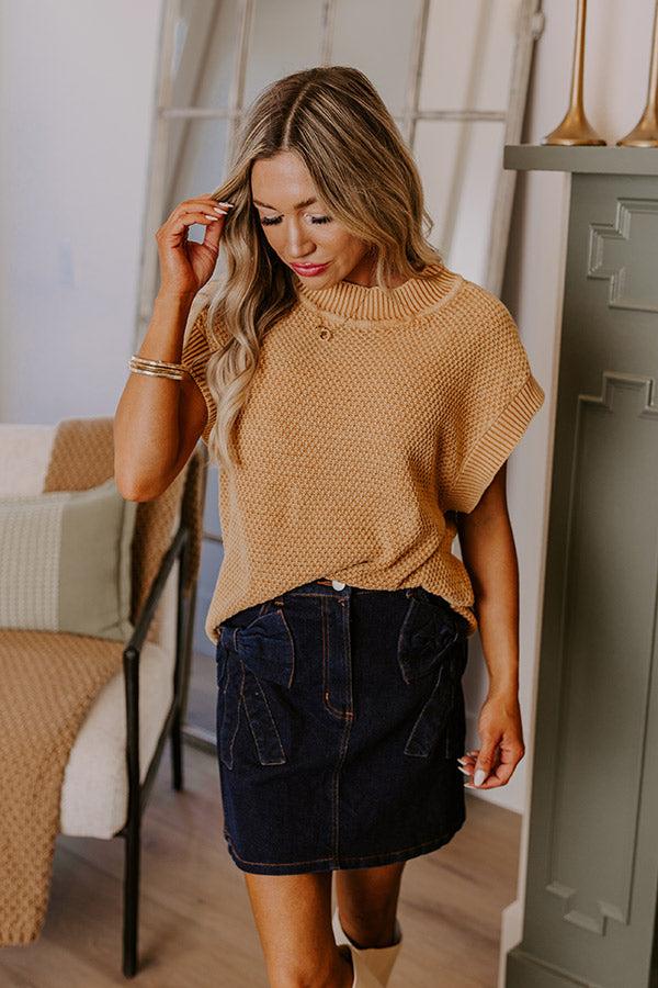 Patio Views Vintage Wash Knit Top in Camel Product Image