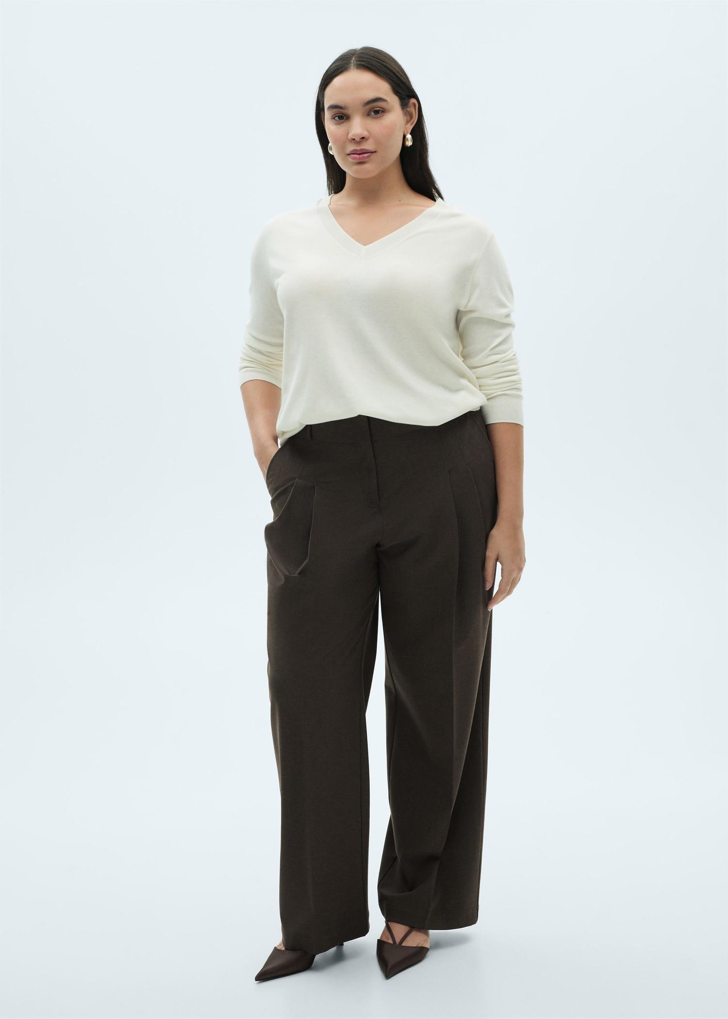 V-neck knit sweater - Women | MANGO USA Product Image