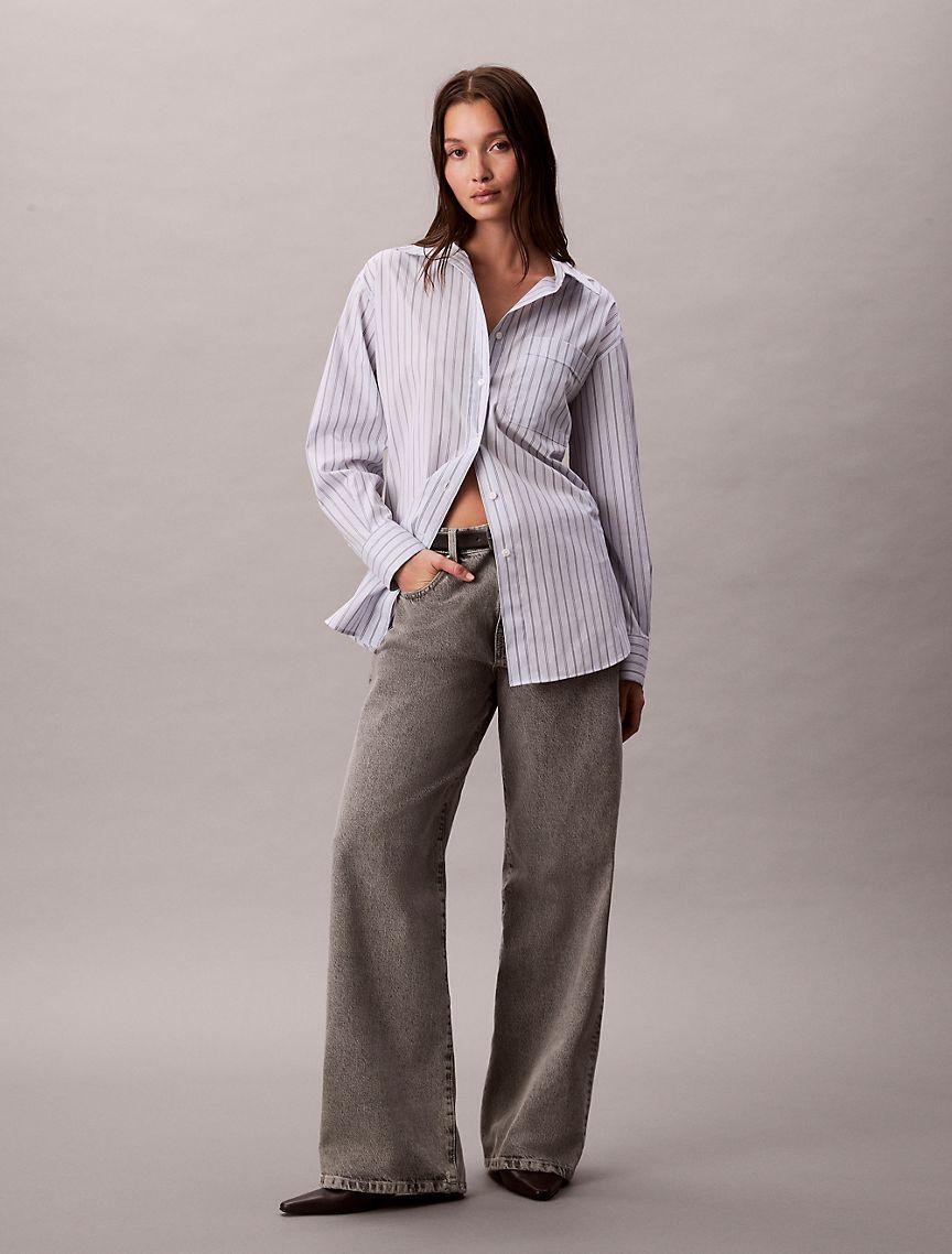 Poplin Striped Relaxed Button-Down Shirt Product Image