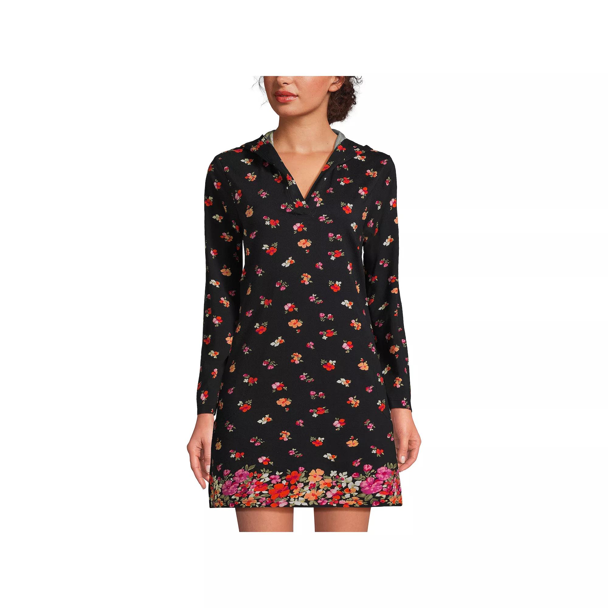 Women's Lands' End Cotton Jersey Hooded Cover-up Dress,  Product Image