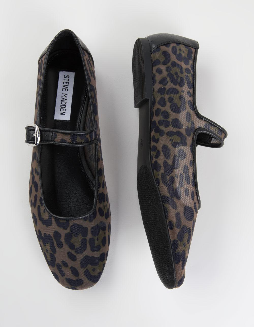 STEVE MADDEN Arlow Leopard Womens Mesh Ballet Flats - LEOPARD Product Image