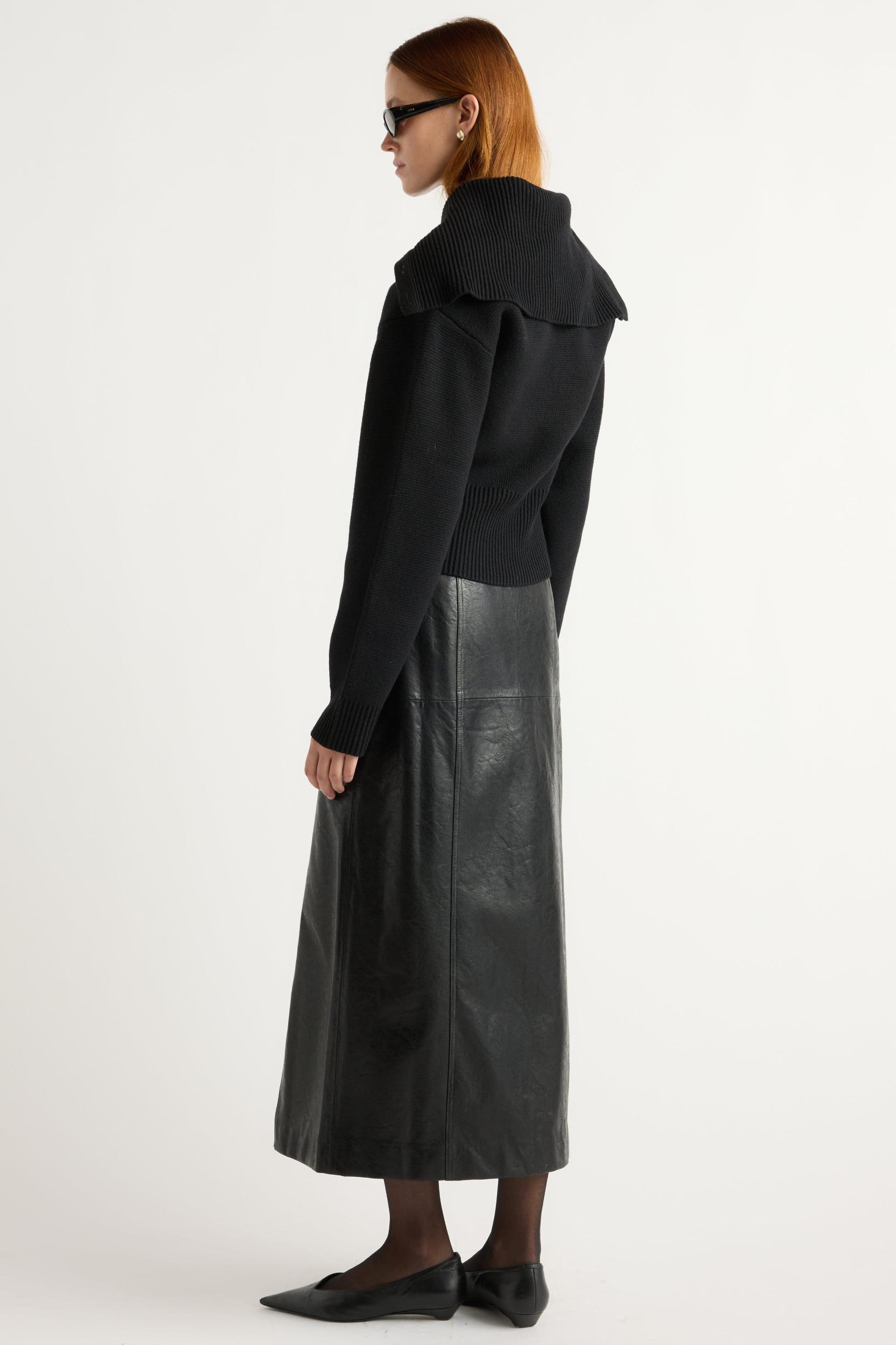 Rama Front-Vent Vegan Leather Skirt Product Image