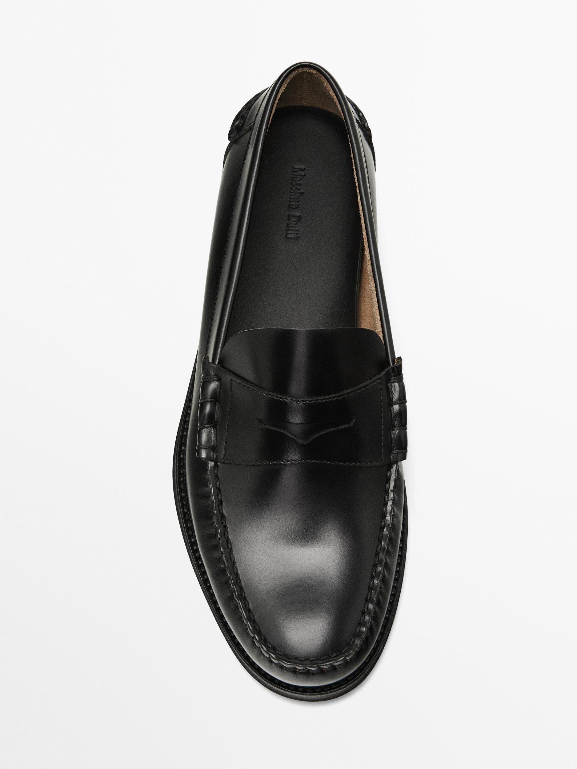 Leather loafers with penny strap Product Image
