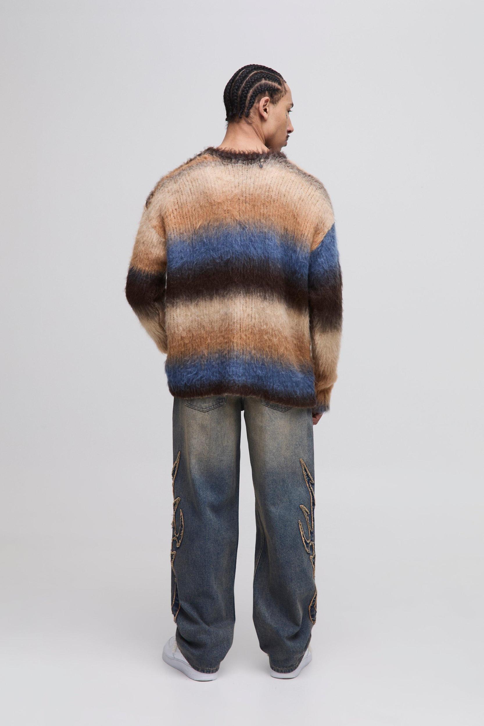 Relaxed Fit Stone Washed Tribal Applique Jeans | boohooMAN USA Product Image