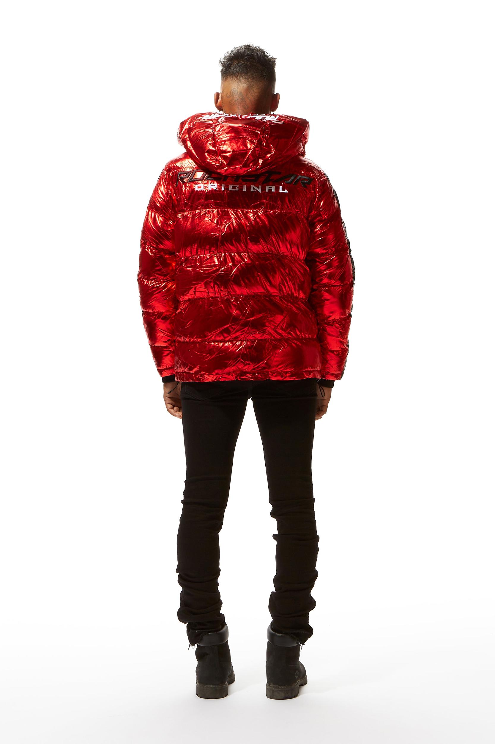 Metallic Red Alasia Puffer Jacket Male Product Image