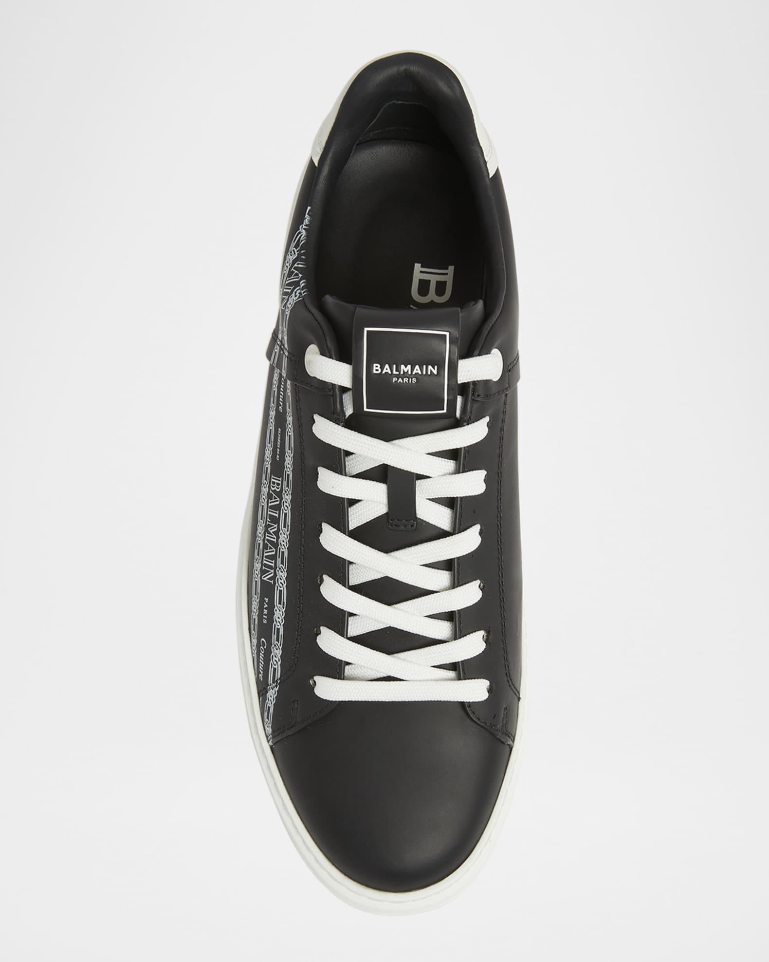 Men's B-Court Chain Logo Calfskin Low-Top Sneakers Product Image