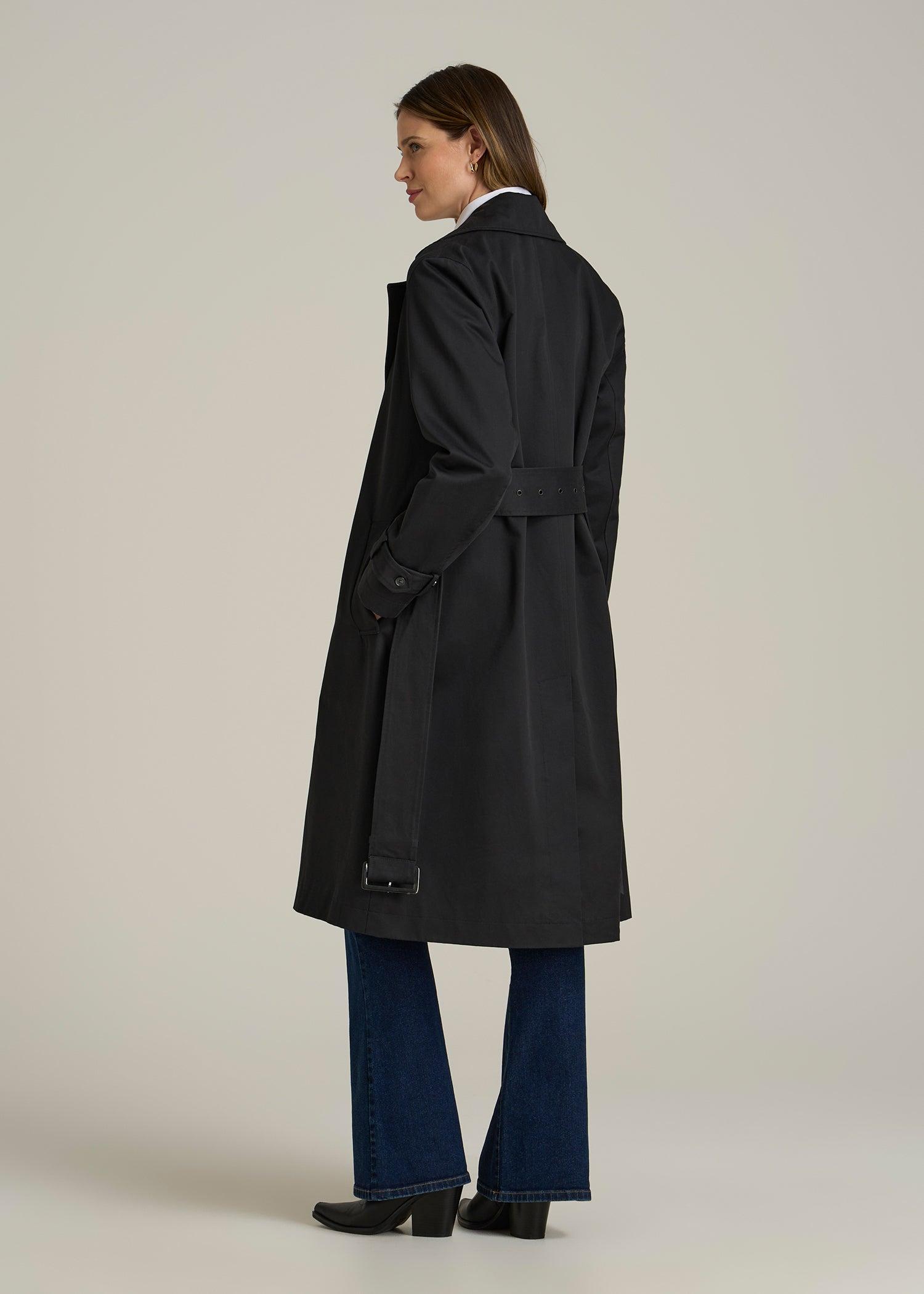 Relaxed Trench Coat for Tall Women in Black Female Product Image