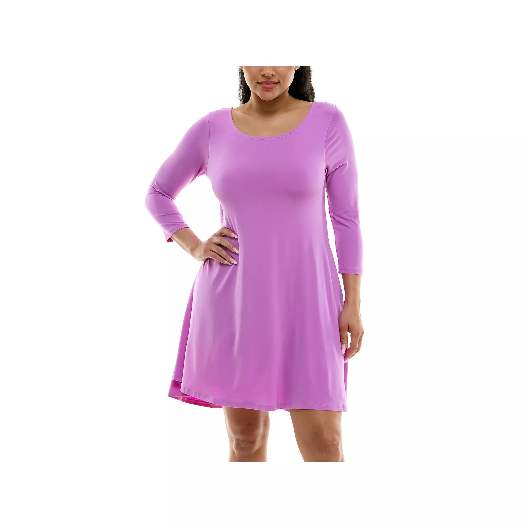 Women's Nina Leonard 3/4 Sleeve High-Low Trapeze Dress, Size: Small, Candy Apple Product Image