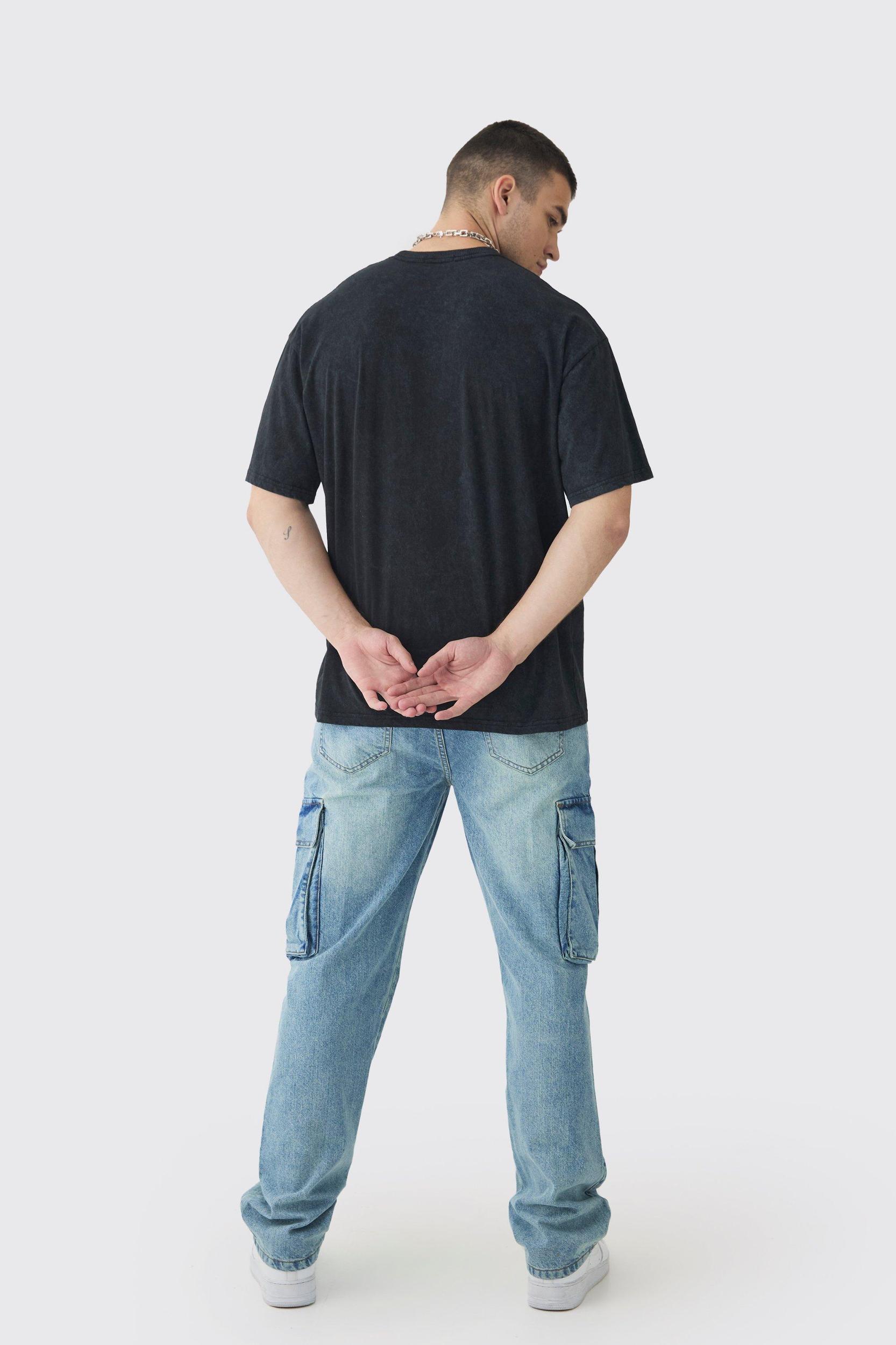 Tall Oversized Skull Acid Wash T-Shirt | boohooMAN USA Product Image