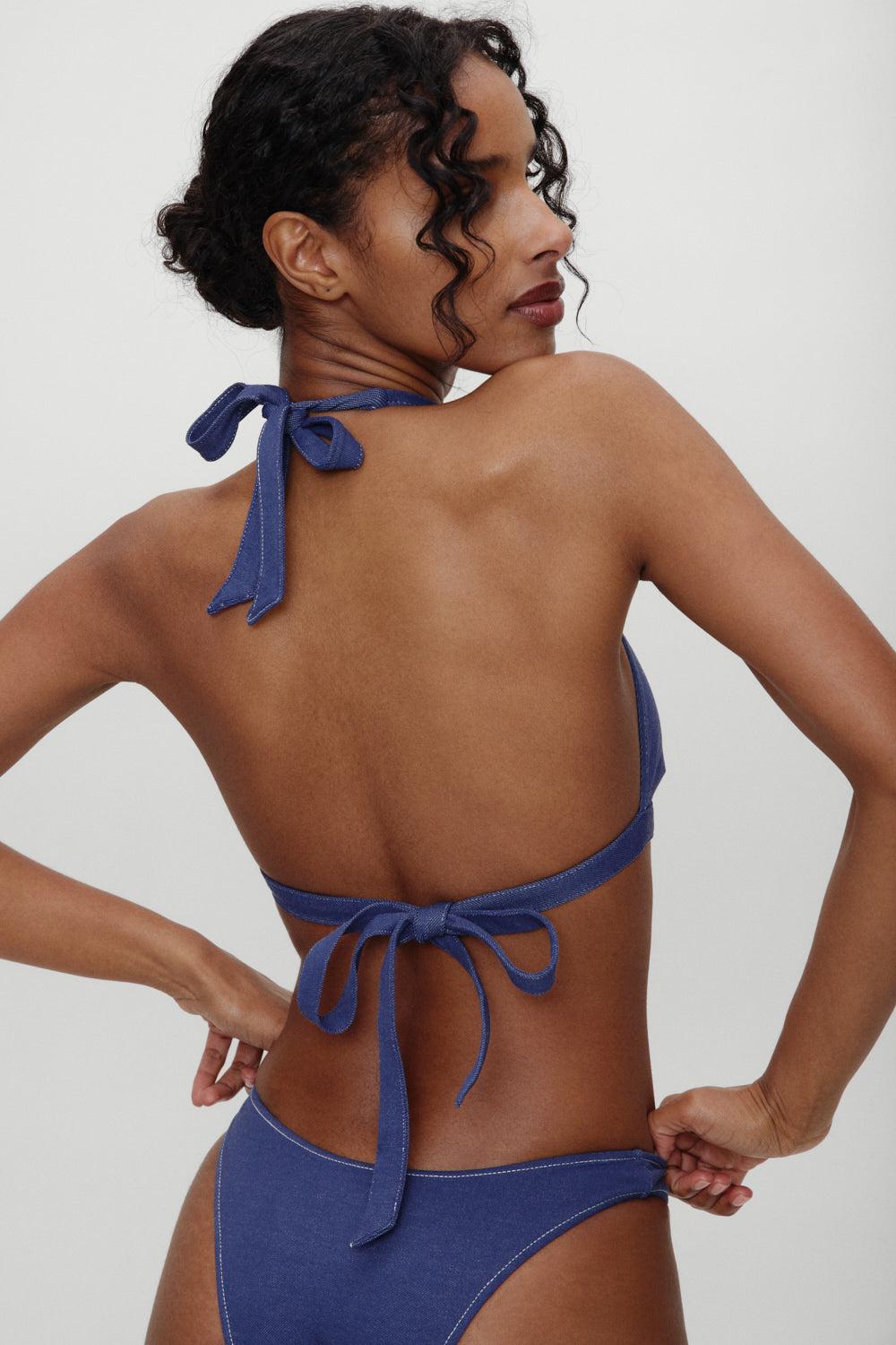 x BELLA HADID Frank Halter Bikini Top - Summer Denim Product Image