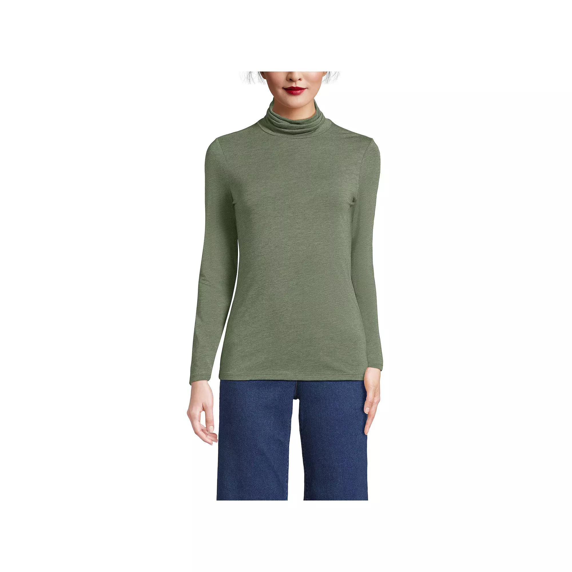 Women's Lands' End Lightweight Fitted Turtleneck,  Product Image