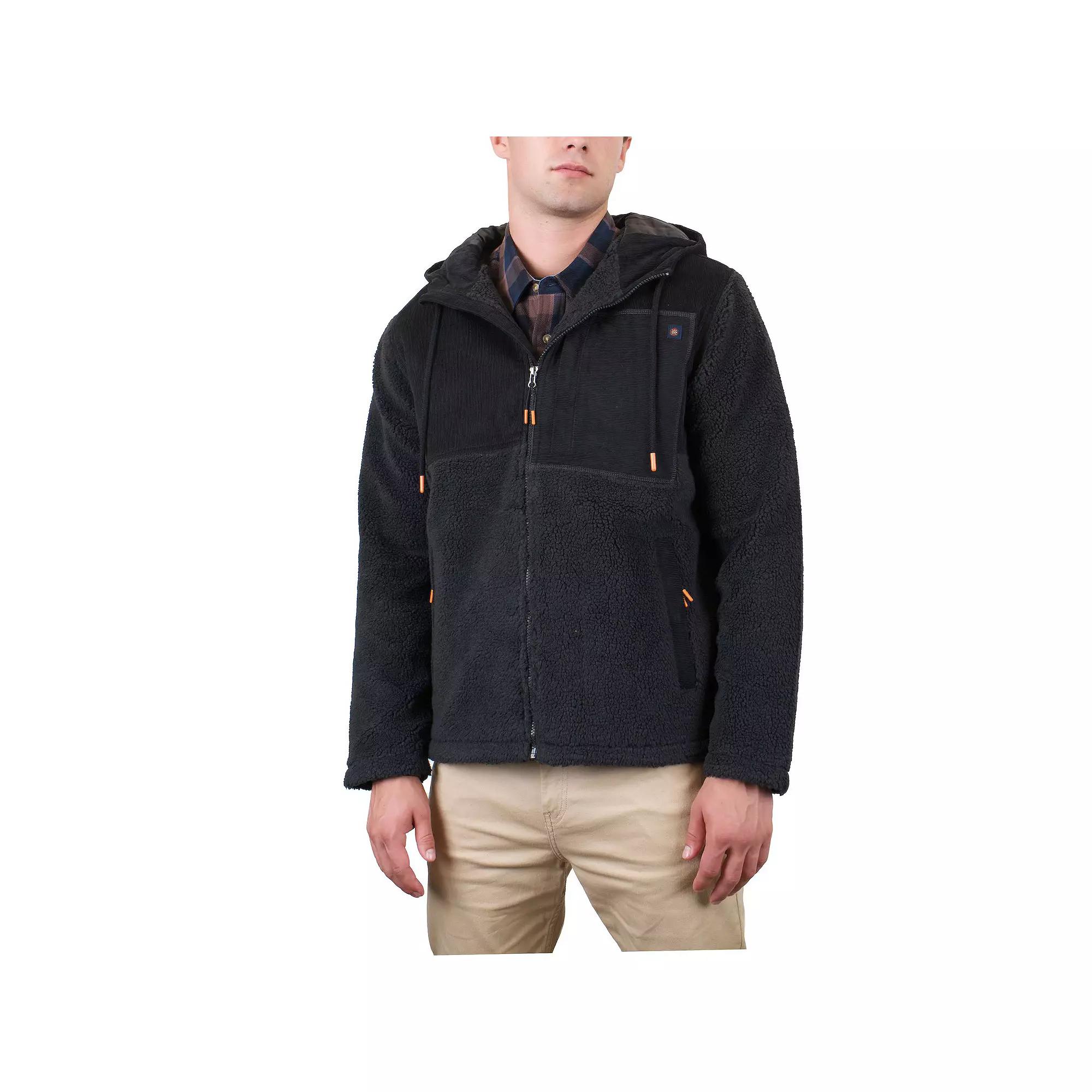 Men's Mountain and Isles Sherpa & Corduroy Zip-Front Hooded Jacket, Size: Small, Black Product Image