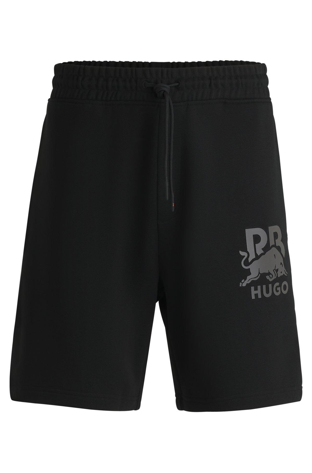 HUGO x RB cotton-terry shorts with carbon stealth logo Product Image