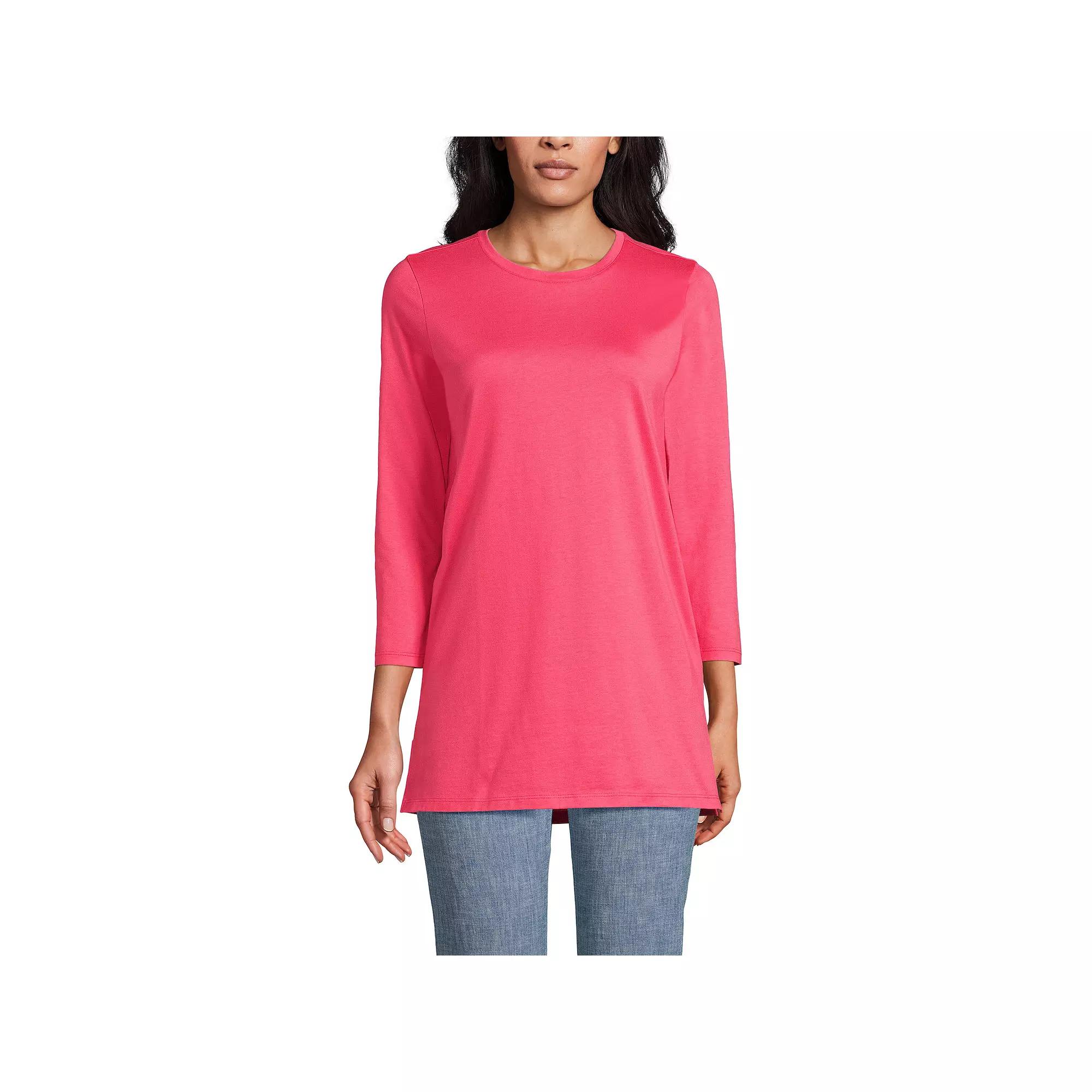 Petite Lands' End 3/4-Sleeve Supima Cotton Crewneck Tunic, Women's,  Product Image