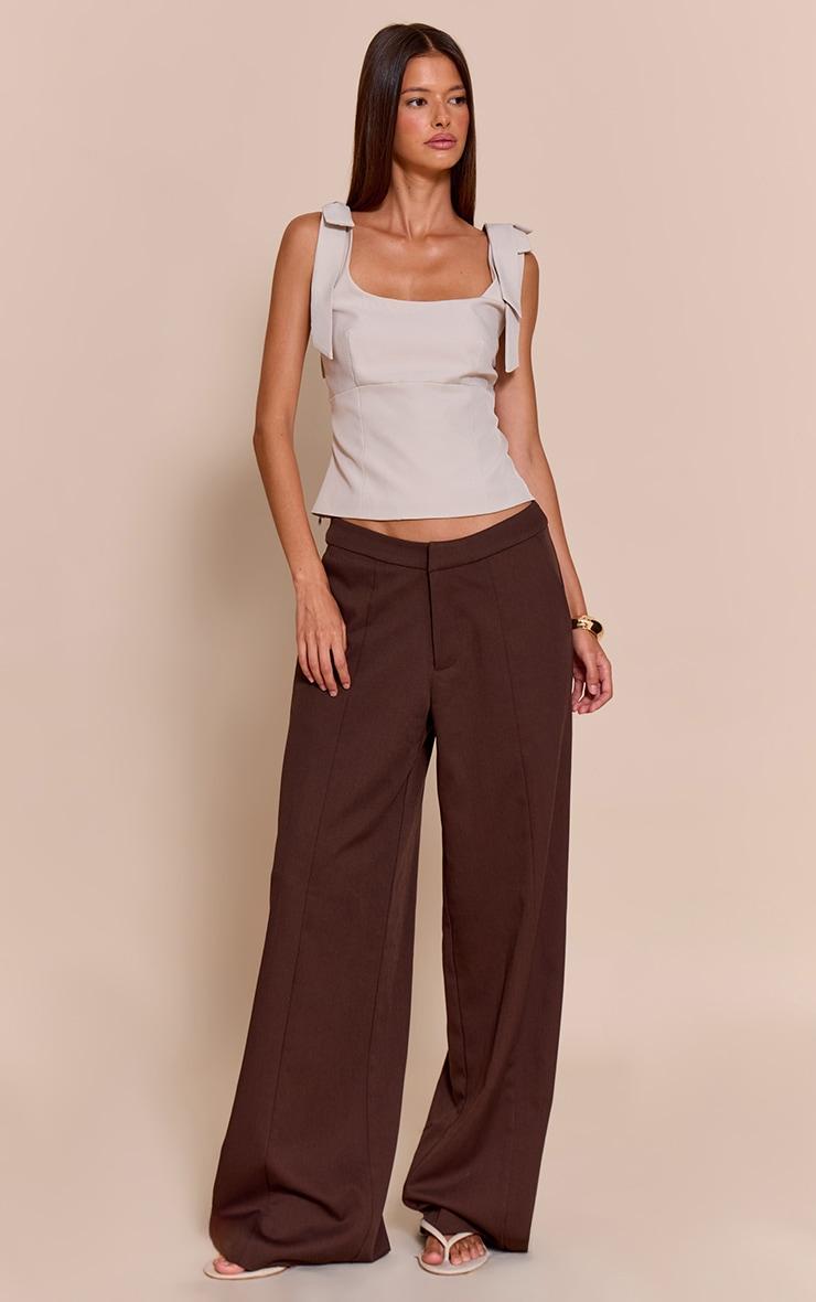 Stone Woven Bow Strap Detail Long Top Product Image