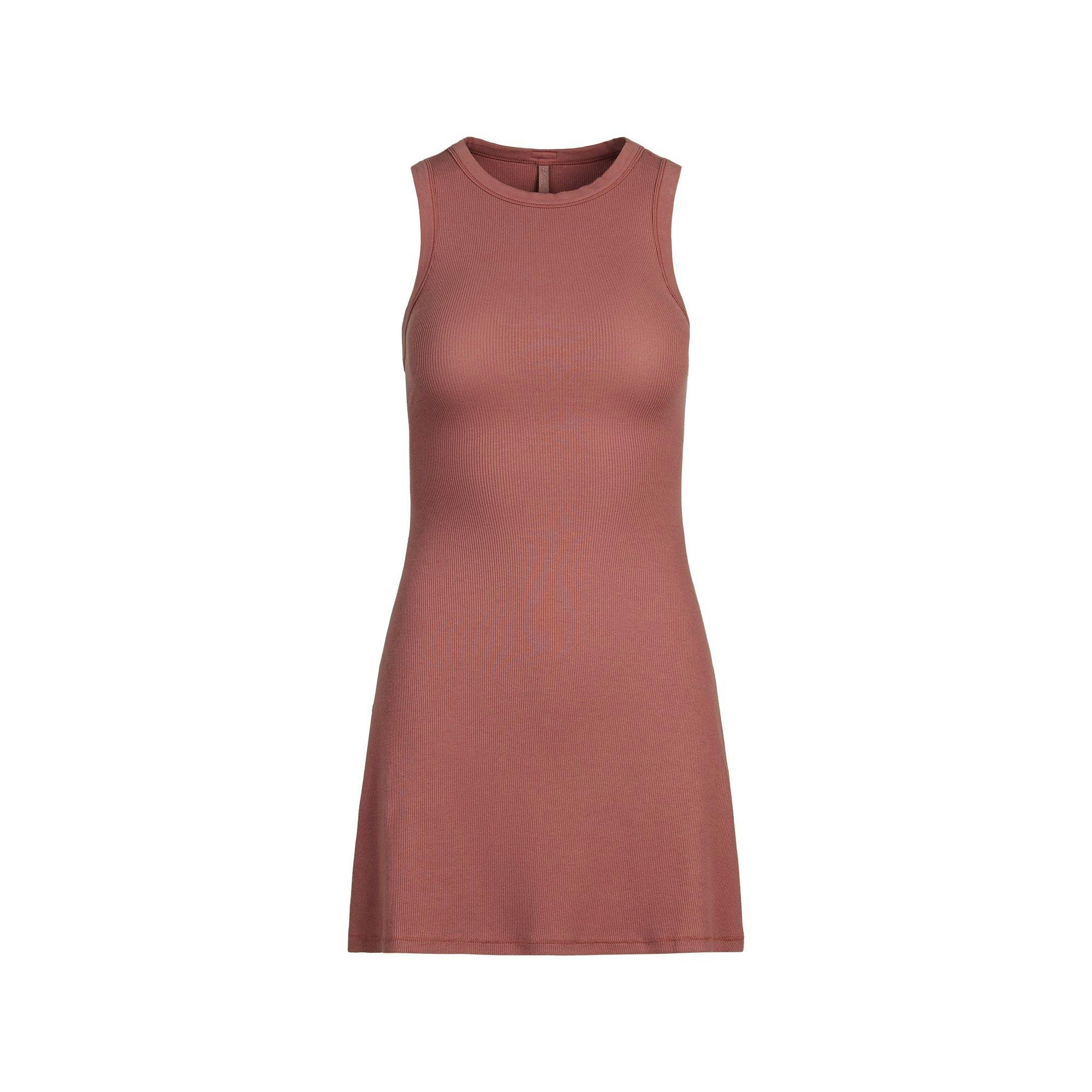 COTTON RIB TANK DRESS | REDWOOD Product Image
