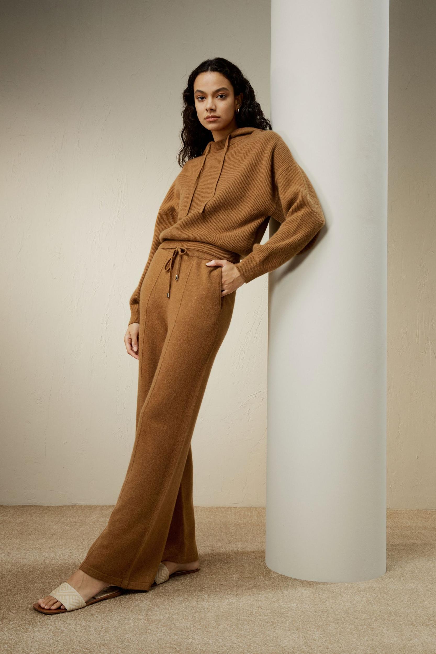 LILYSILK Cashmere Pant - for Women - White 100% Natural Cashmere - Breathable Regular Fit Pants S Product Image