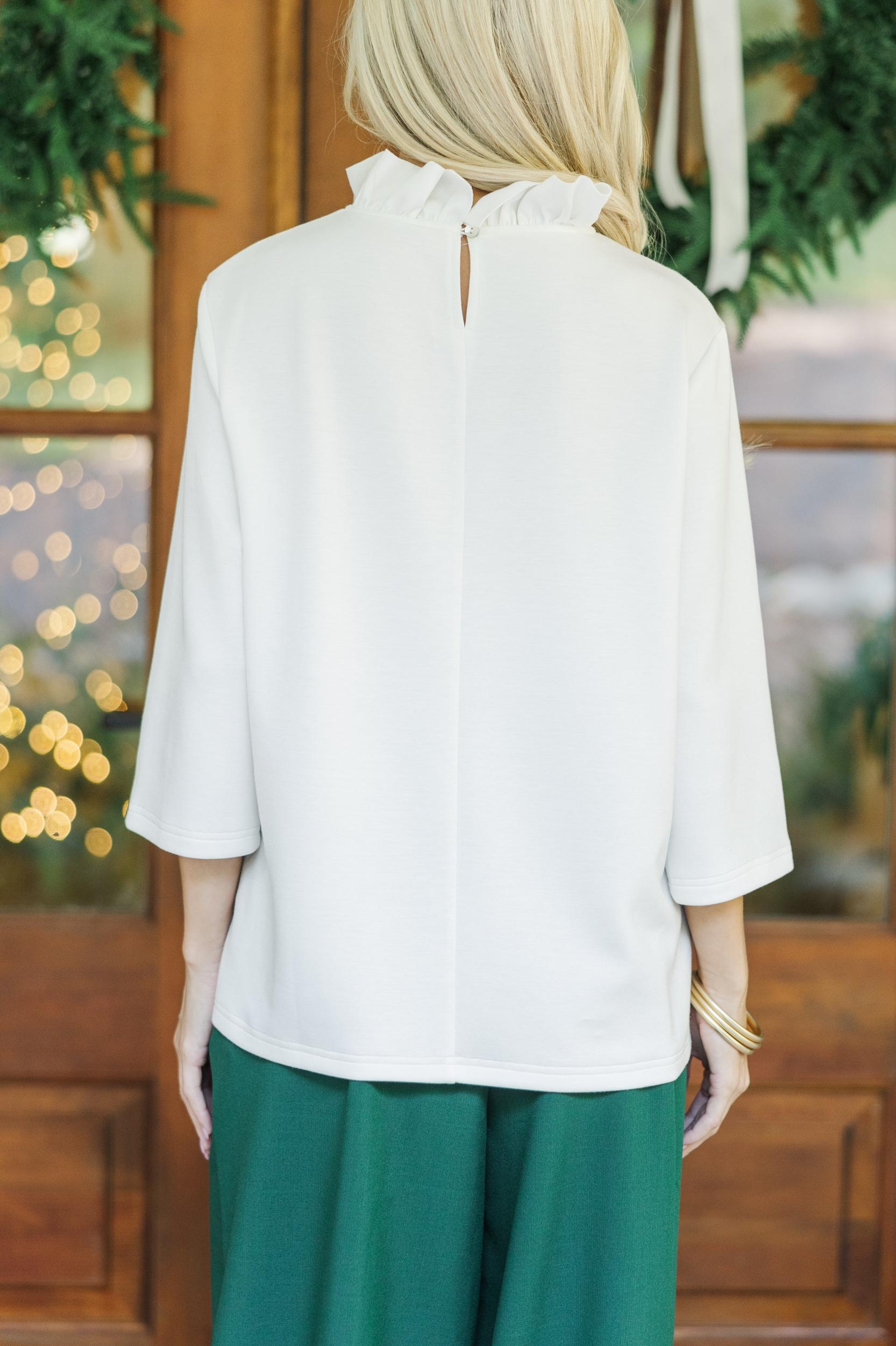 All You Know Ivory White Ruffled Blouse Female Product Image