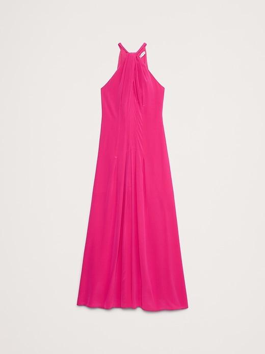 Matte Silk Halter Maxi Dress Product Image