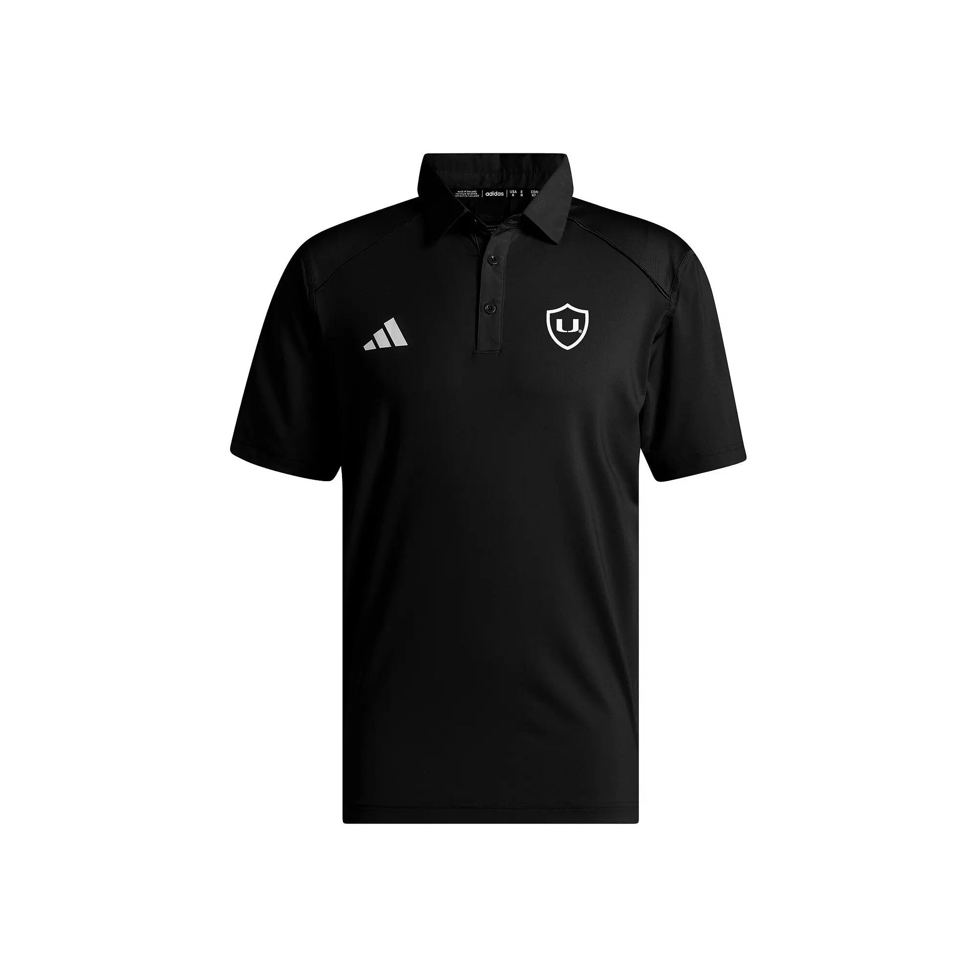 Men's adidas Black Miami Hurricanes Strategy AEROREADY Polo,  Product Image