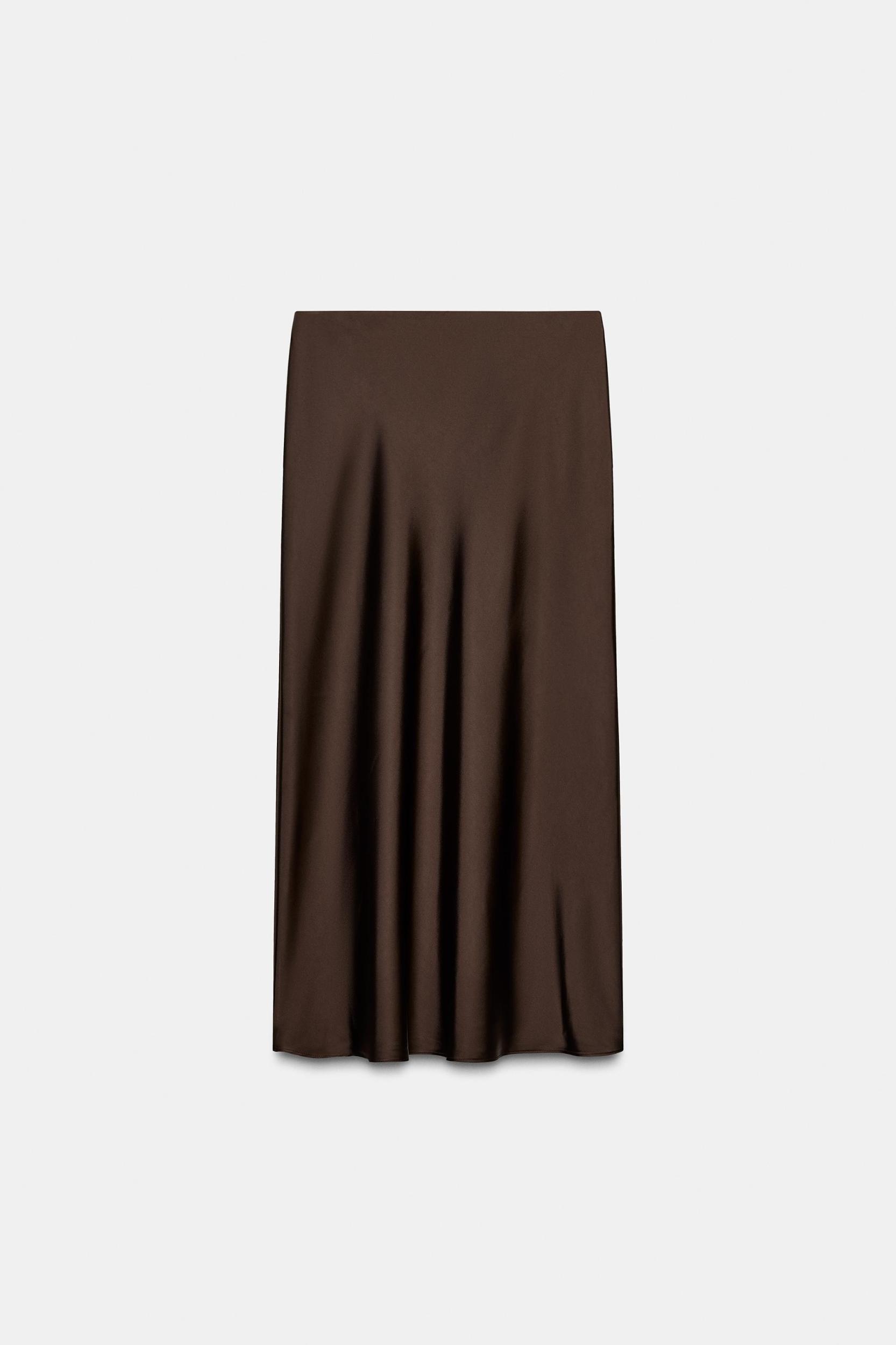 SATIN EFFECT MIDI SKIRT Product Image
