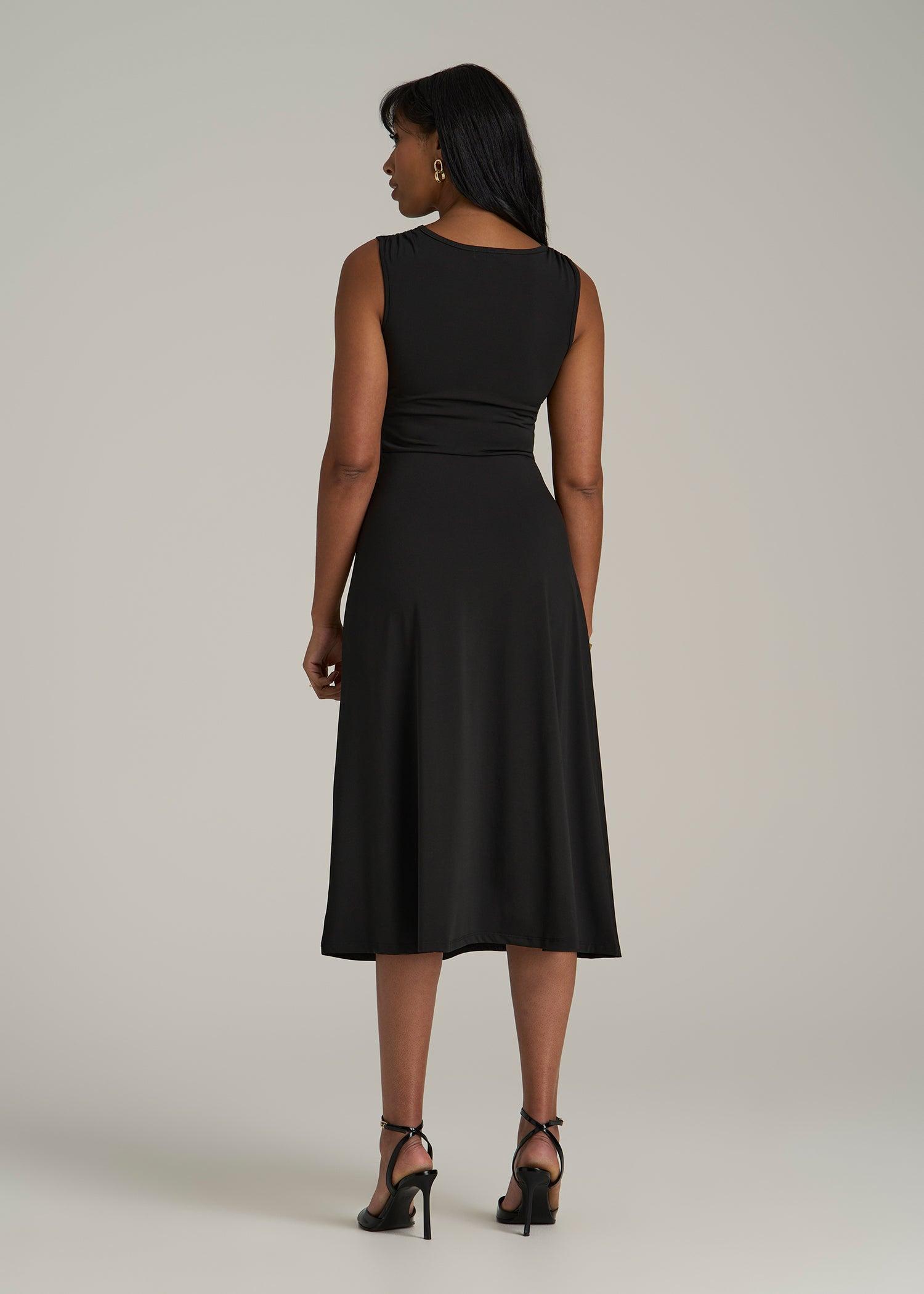 Sleeveless Knot Front Dress for Tall Women in Black Female Product Image