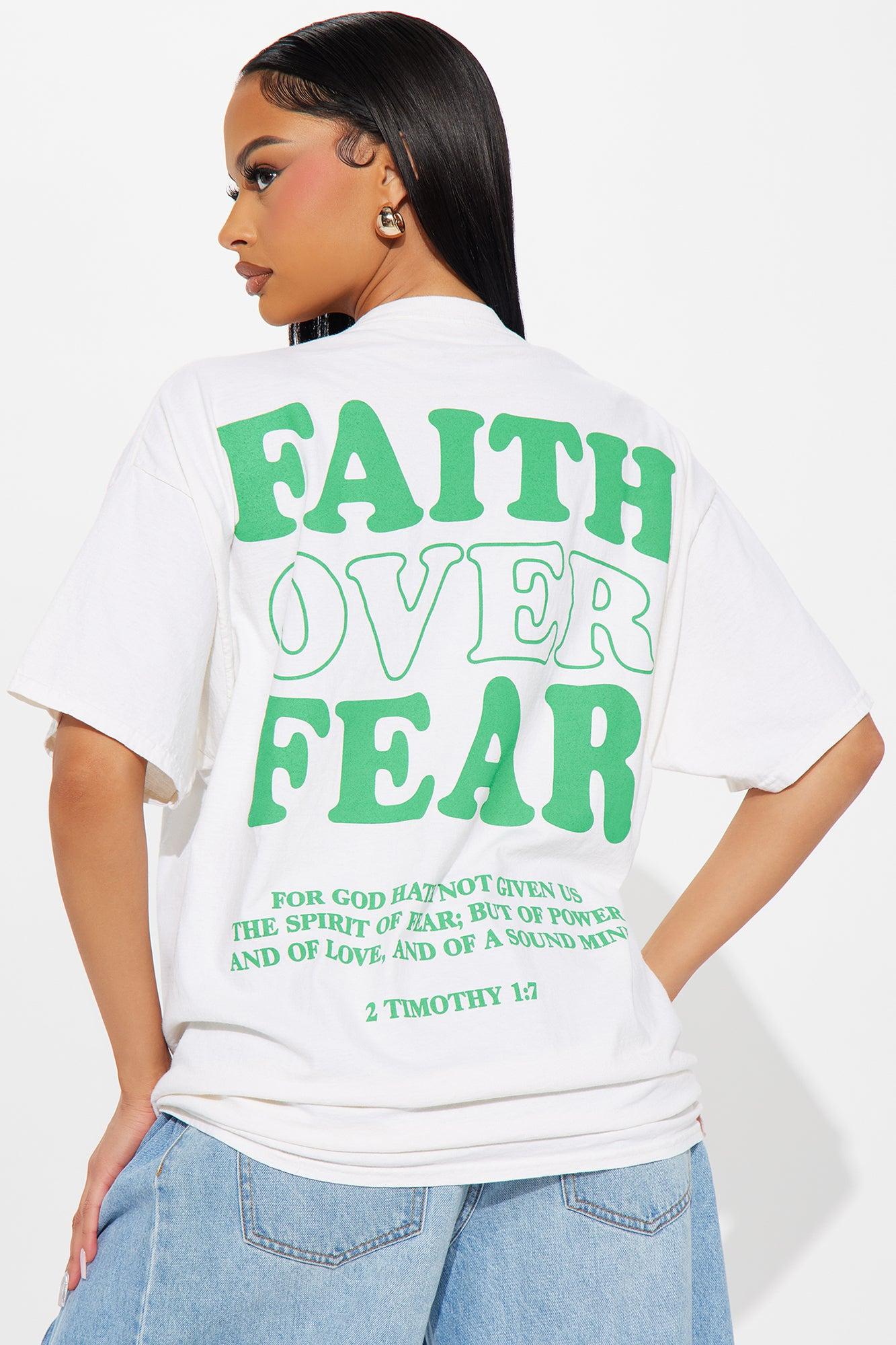 Faith Over Fear Always Washed Oversized Tee - Natural Product Image