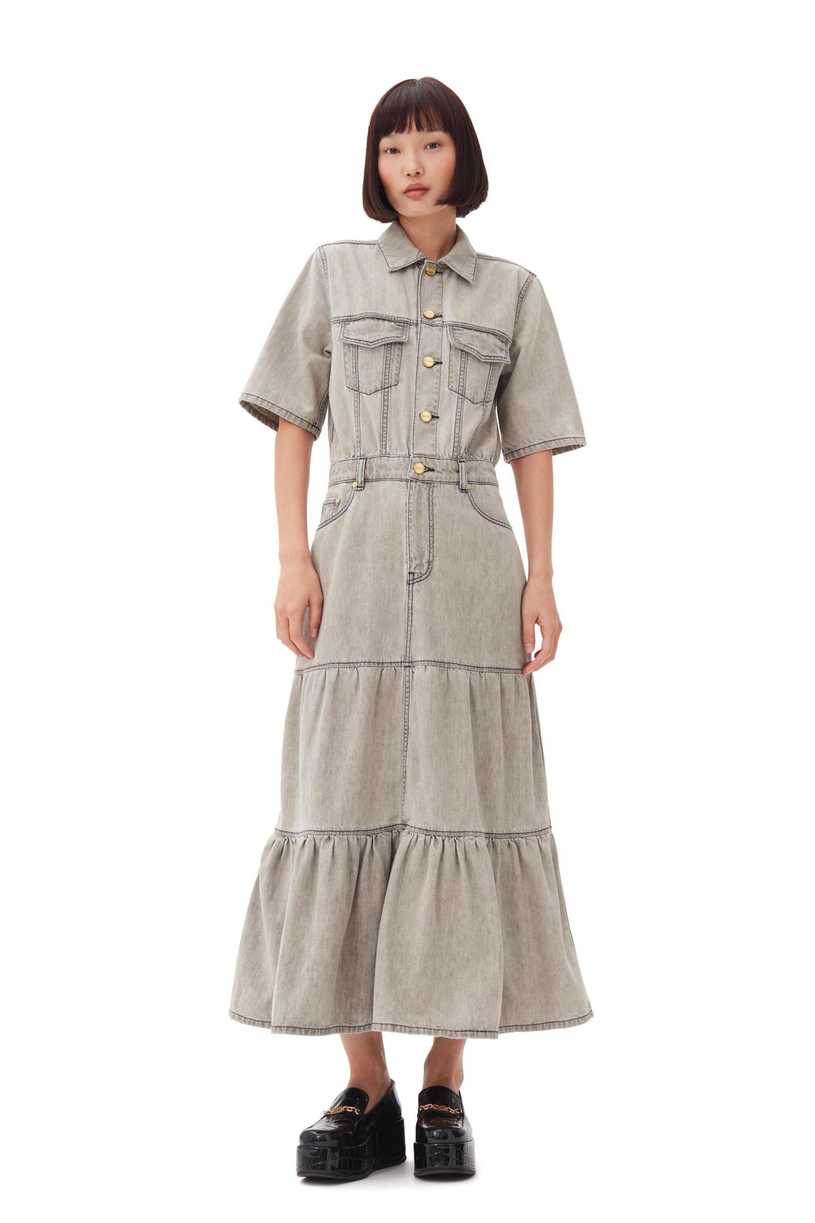 Grey Future Long Denim Dress Product Image