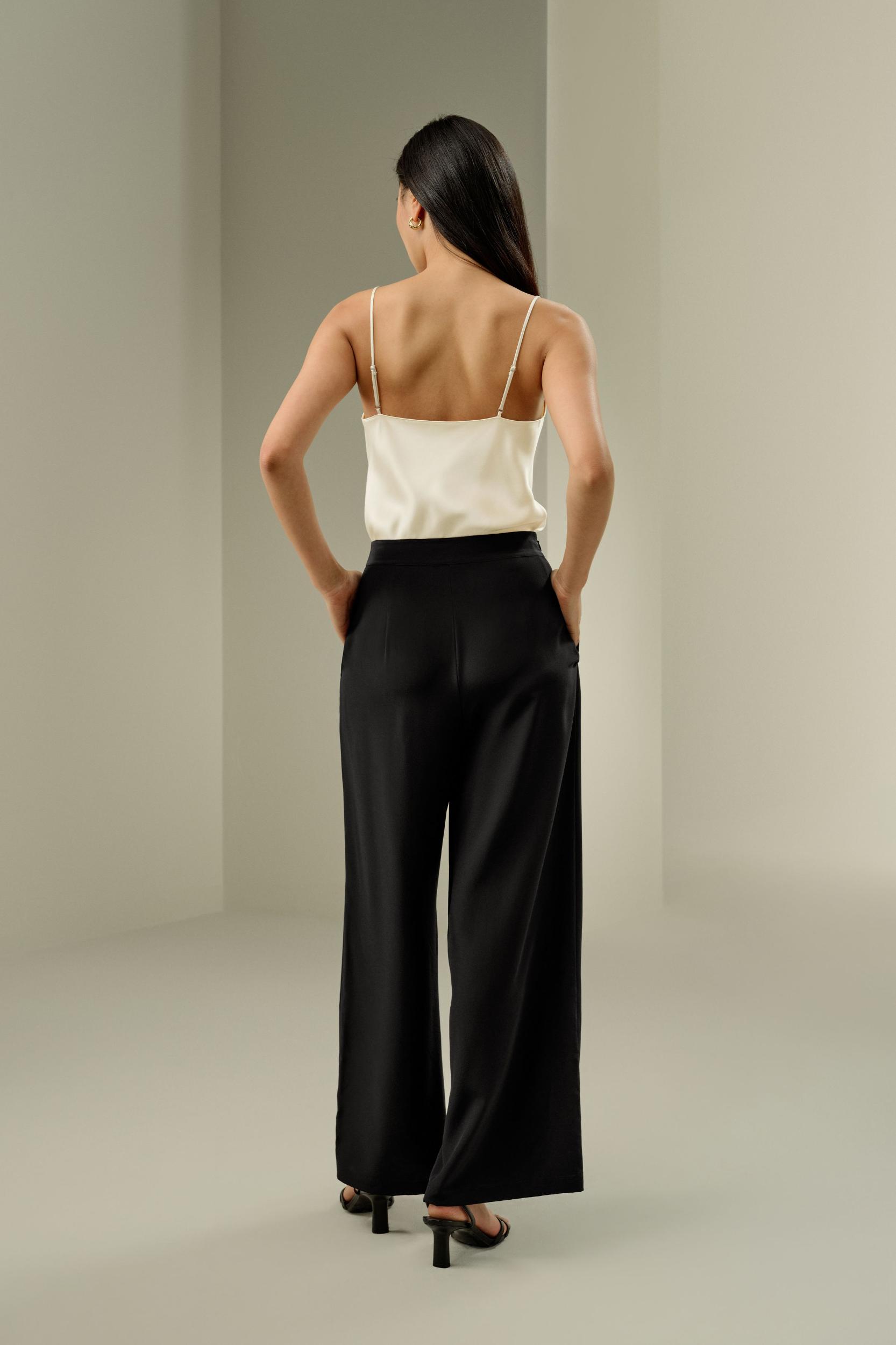 LILYSILK Womens Silk Slacks - Black Mulberry Silk - Wardrobe Must-Have Wide Leg Bottoms 10 Product Image