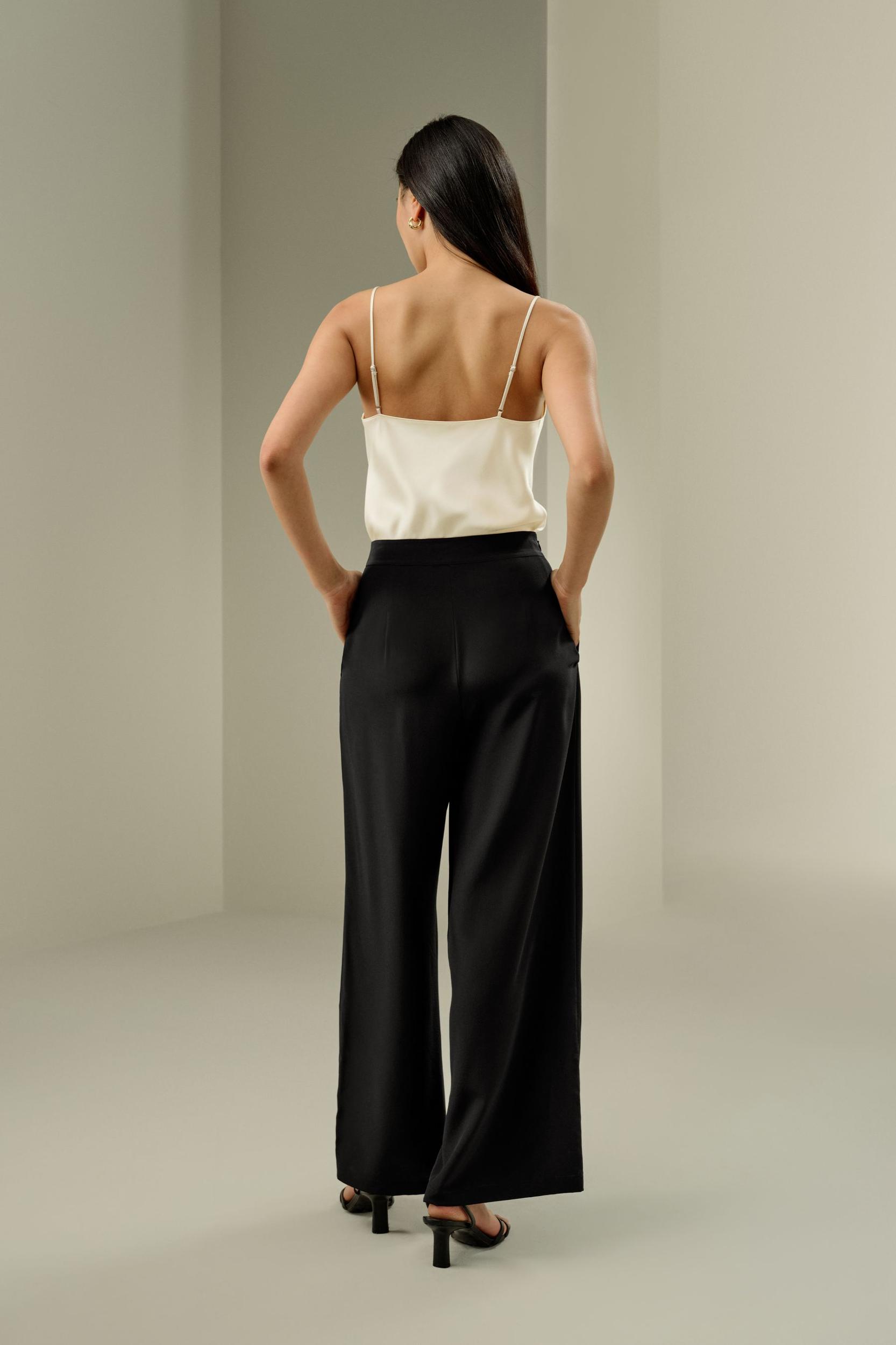 LILYSILK Womens Silk Slacks - Black Mulberry Silk - Wardrobe Must-Have Wide Leg Bottoms 10 Product Image