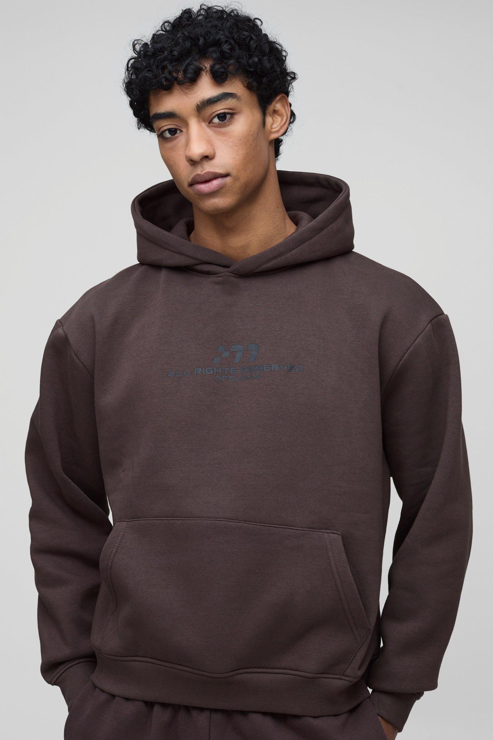Oversized Boxy M Graphic Hoodie | boohooMAN USA Product Image