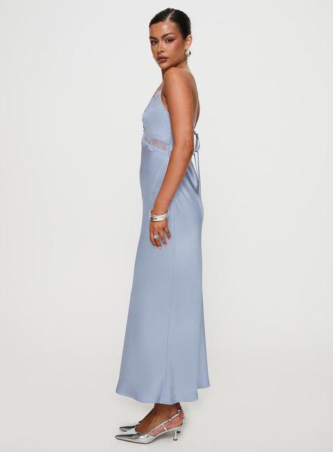 Treasure Bias Cut Maxi Dress Blue Product Image